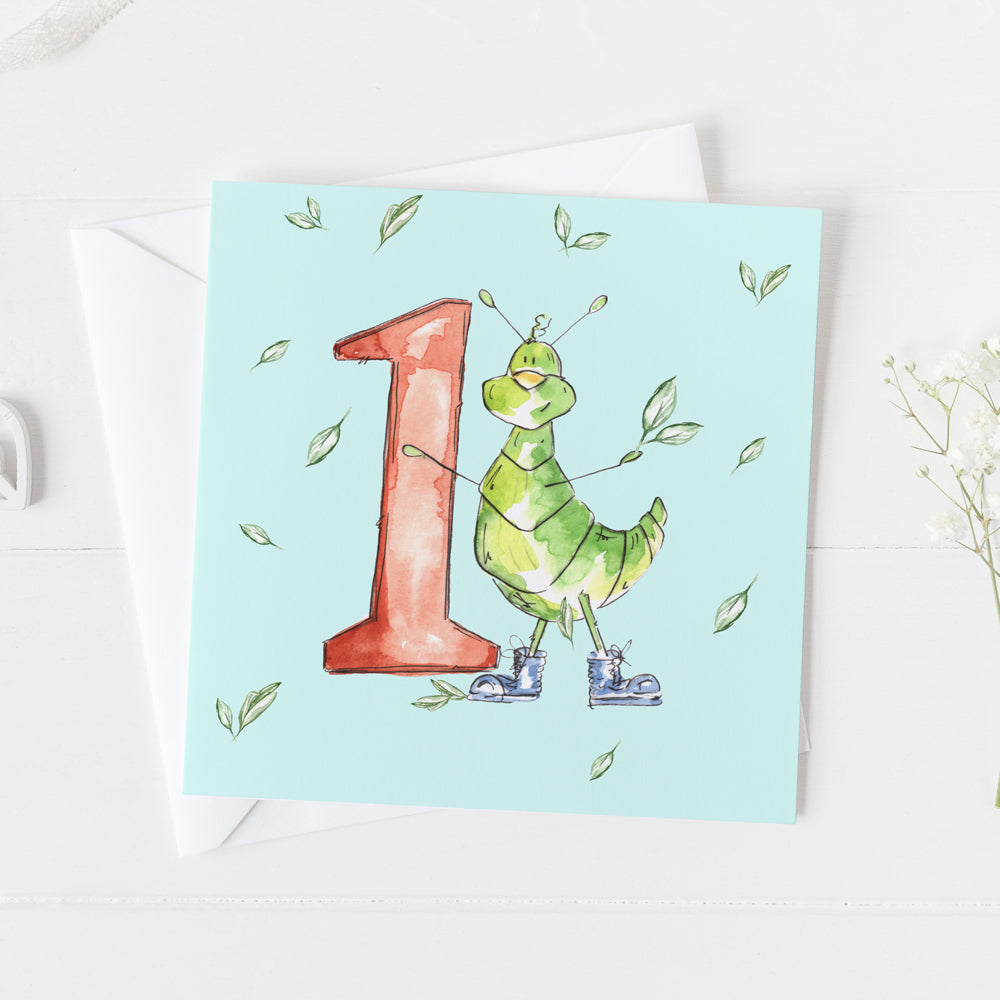 Age One Today Birthday Card - Bug design