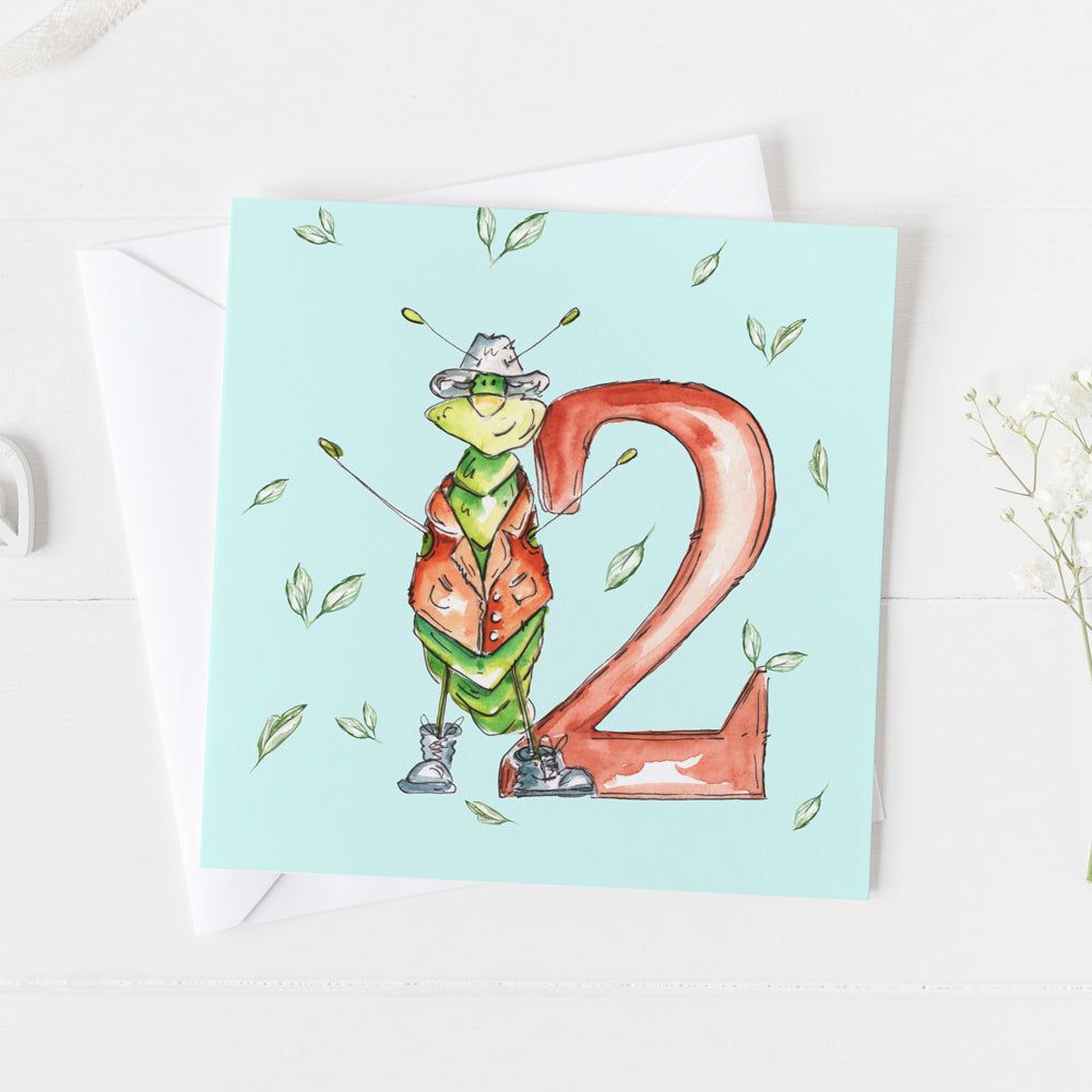 Age Two Today Birthday Card - Bug design
