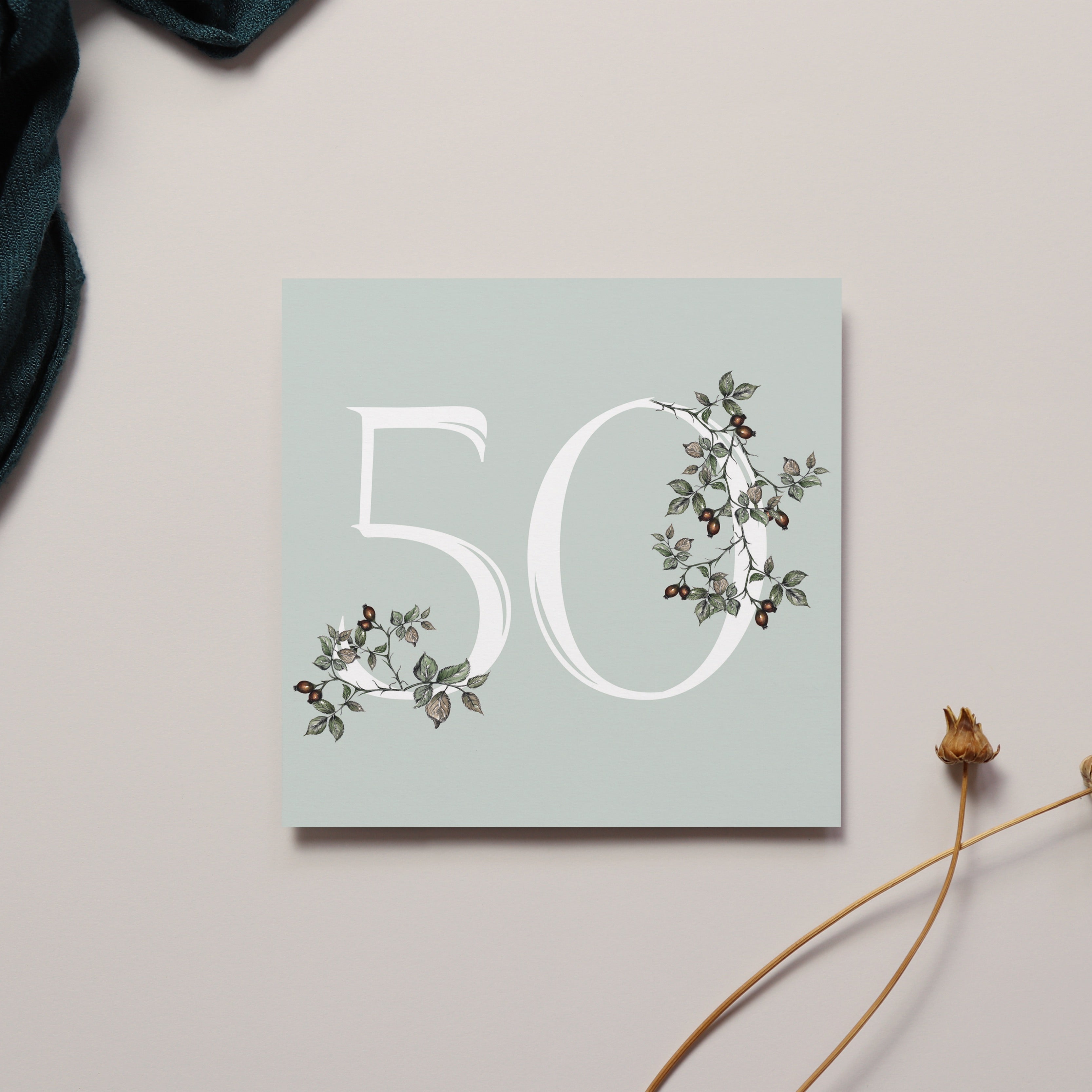 Floral 50th Birthday Card