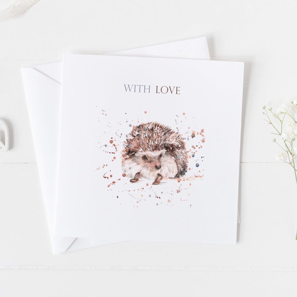Hedgehog With Love Watercolour Design Greeting Card