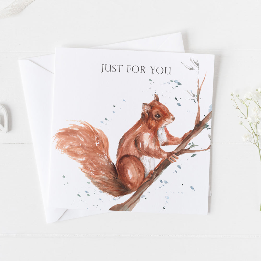 Squirrel 'Just For You' Watercolour Design Greeting Card