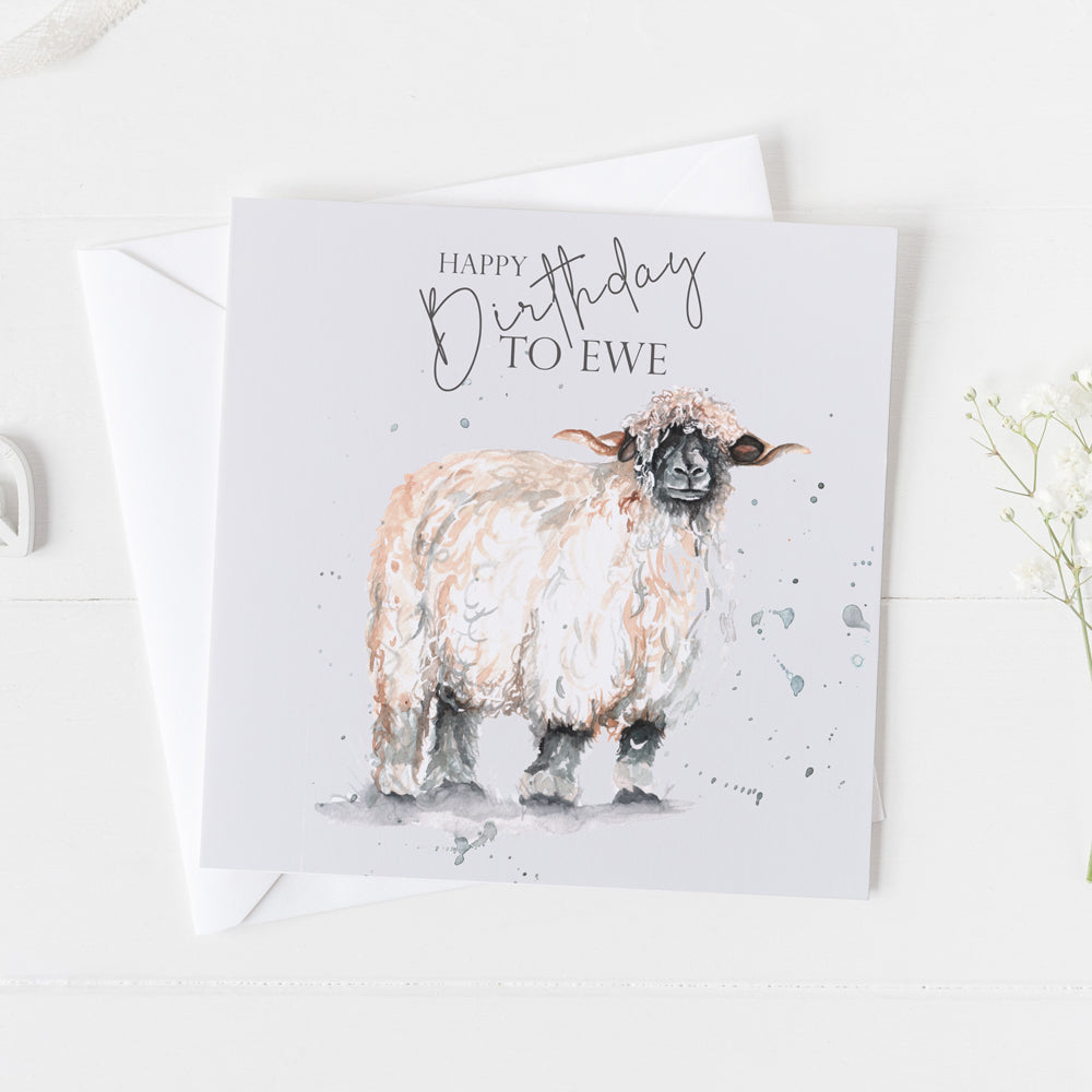 'Happy Birthday to Ewe' Watercolour Design Greeting Card