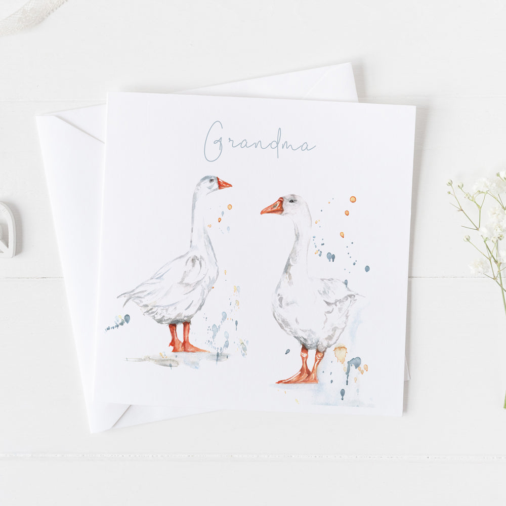 Goose Grandma Watercolour Design Greeting Card