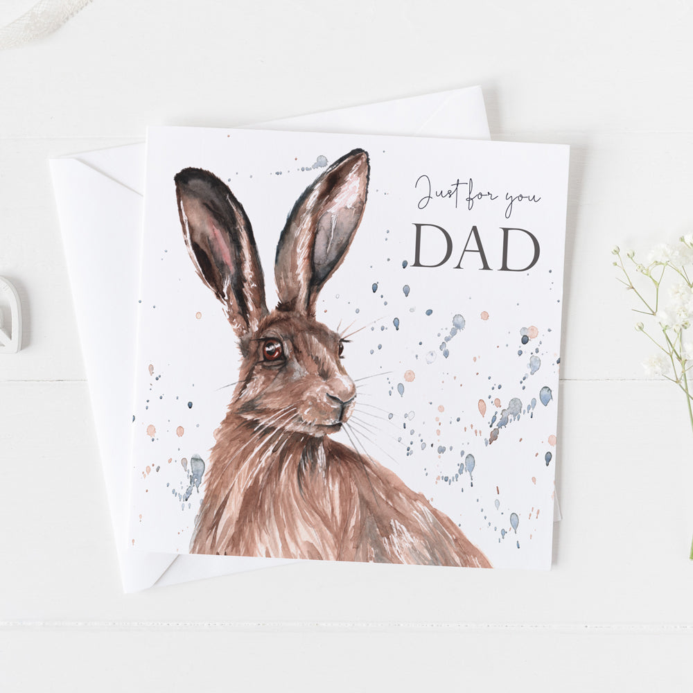 Just for you Dad Hare Watercolour Design Greeting Card