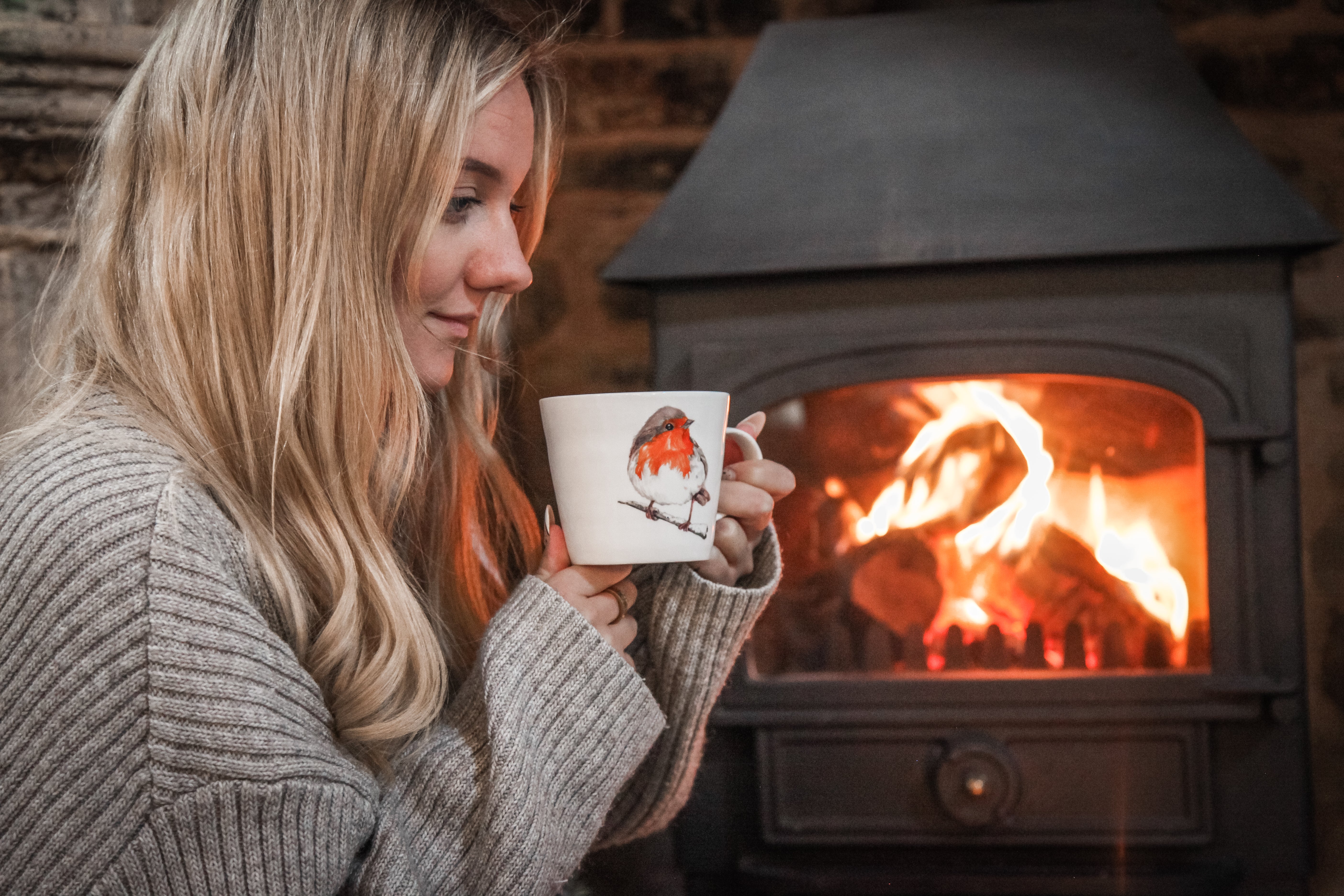 The Hearth' Robin Design Bone China Mug