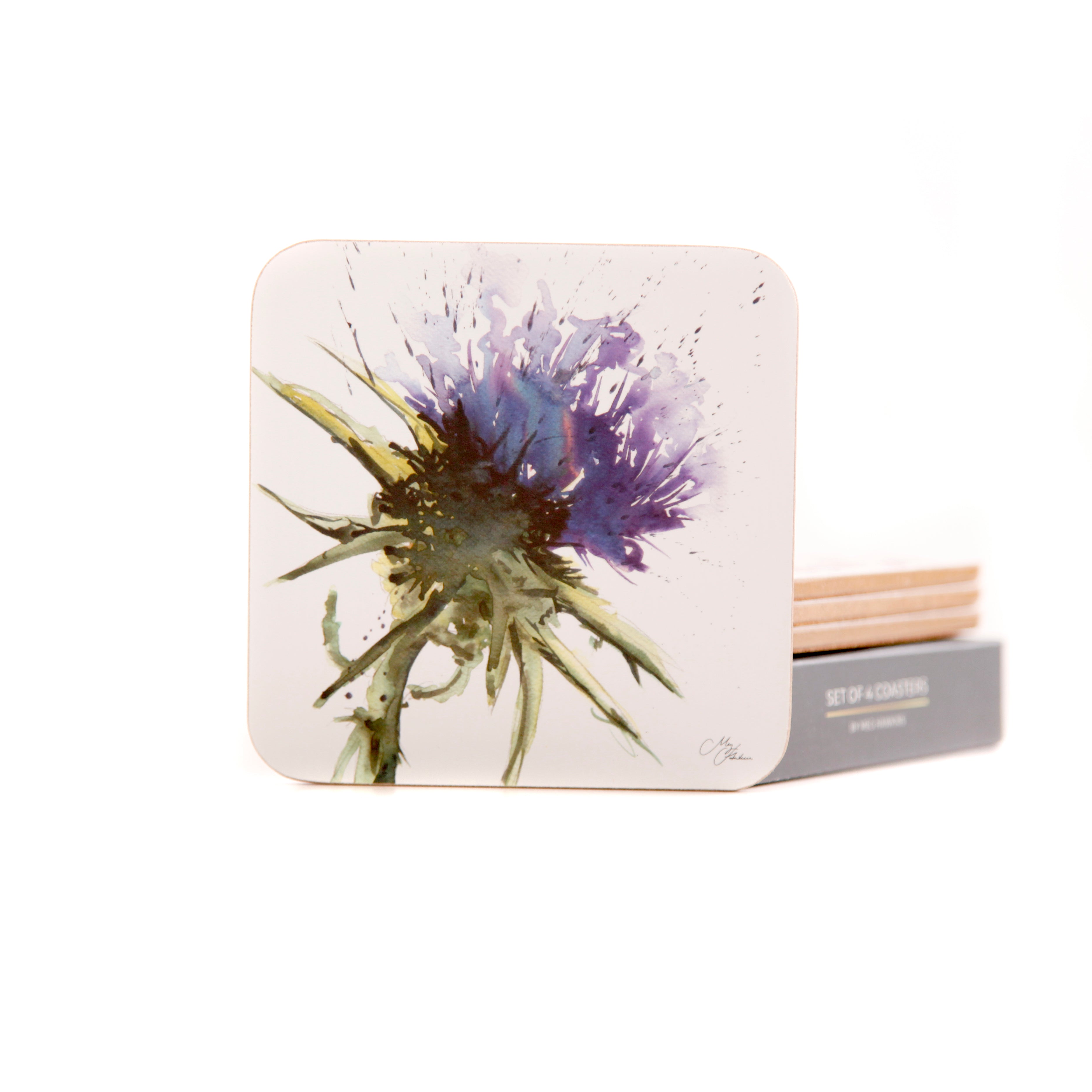The Thistles - Thistle Watercolour Design Coasters