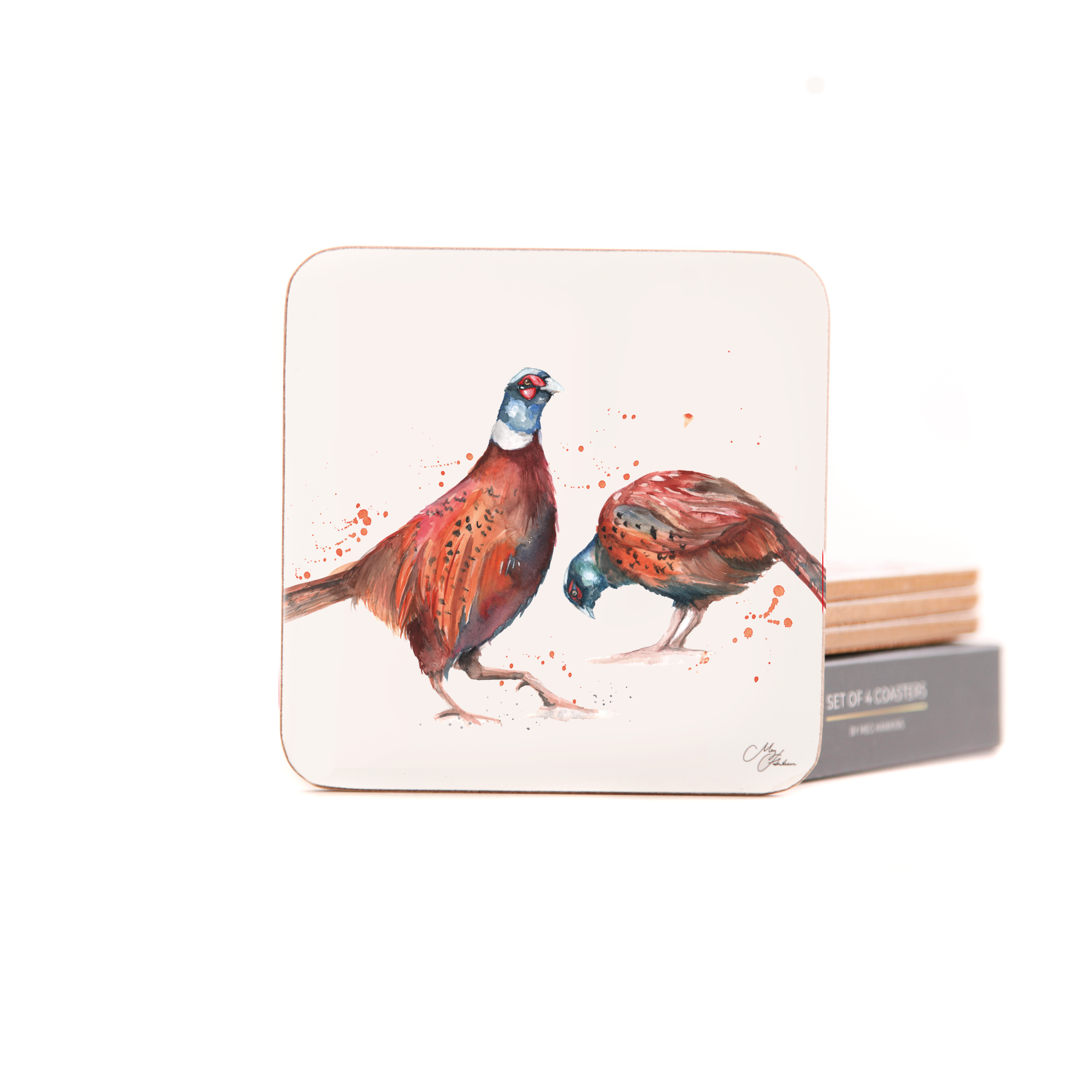 The Woodland - Pheasant Watercolour Design Coasters