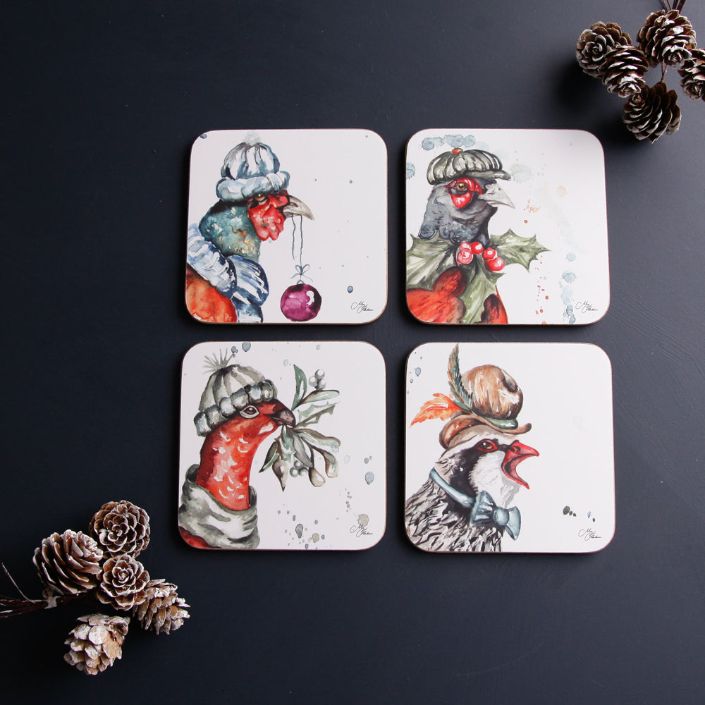 The Cockney Birds - Watercolour Design Coasters