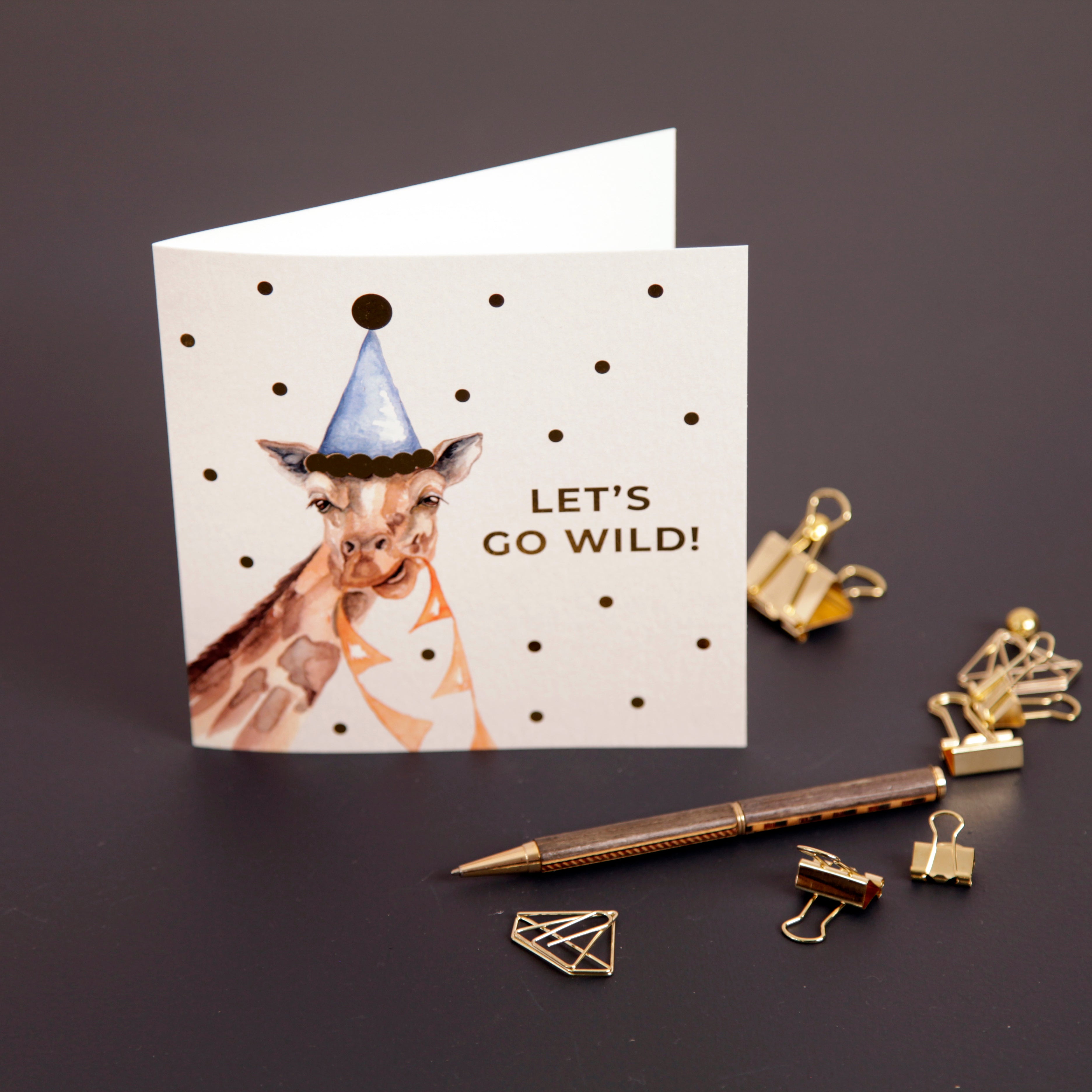 Giraffe 'Let's Go Wild' Design Greeting Card