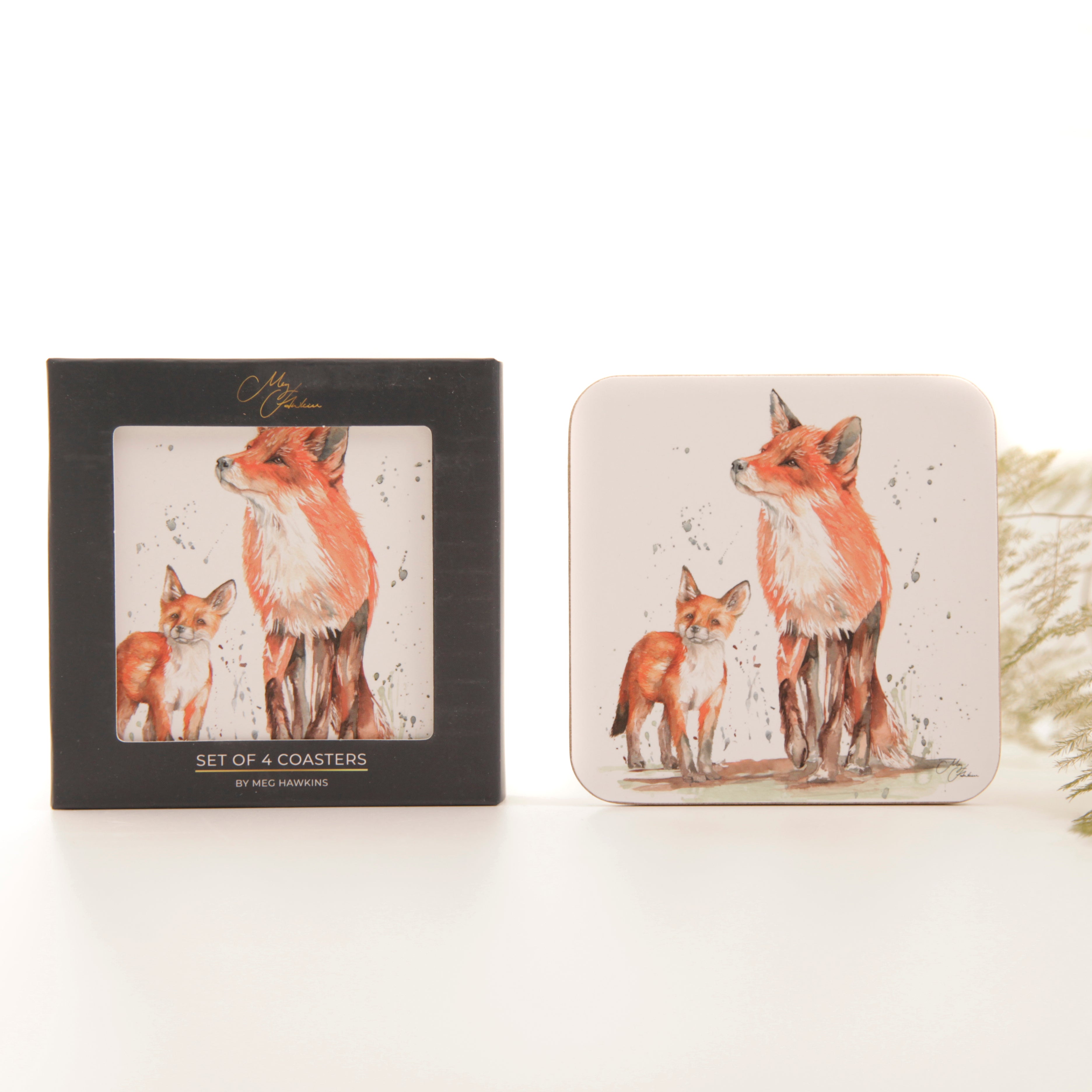 The Den - Fox Watercolour Design Coasters