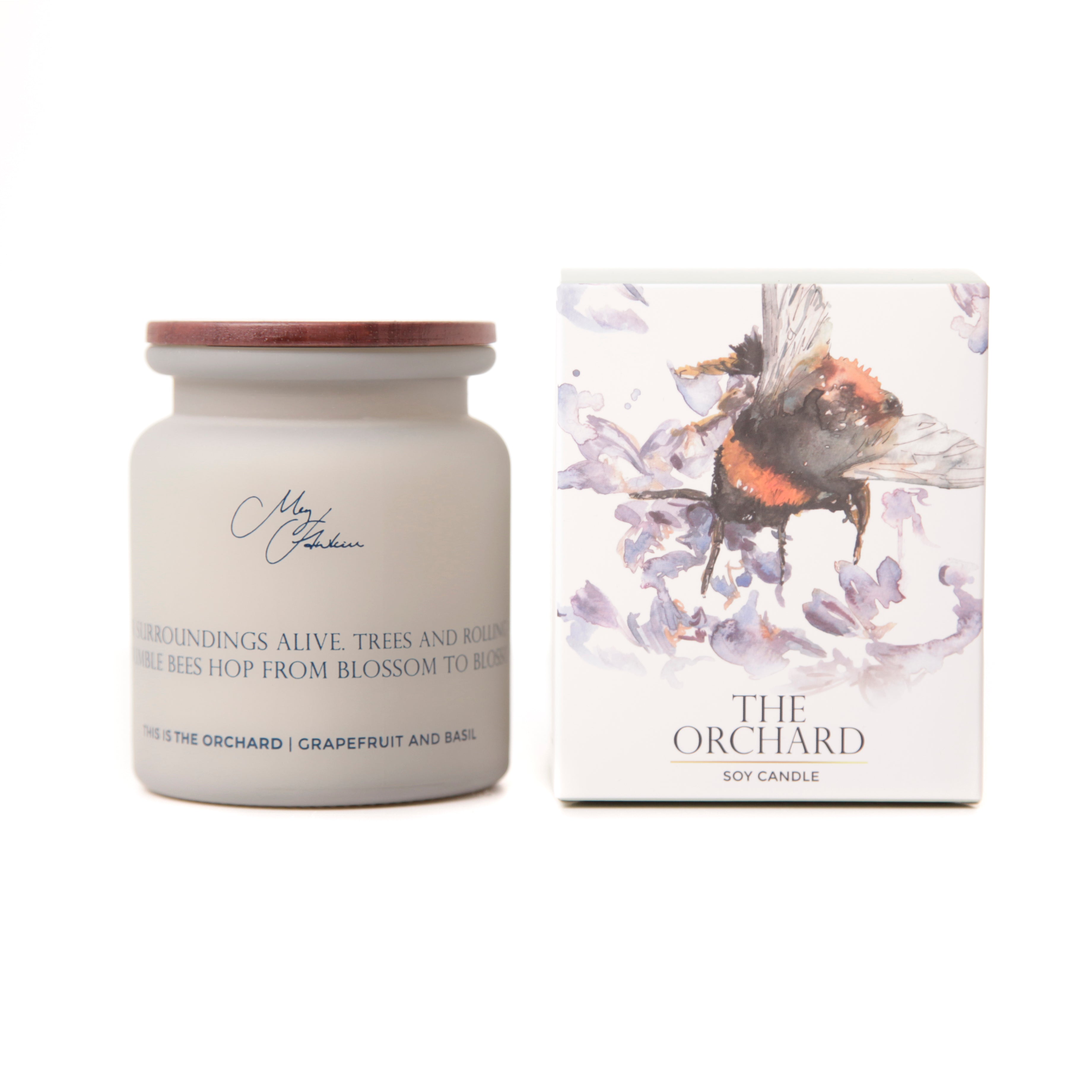 The Orchard' Bee on Heather Design Candle