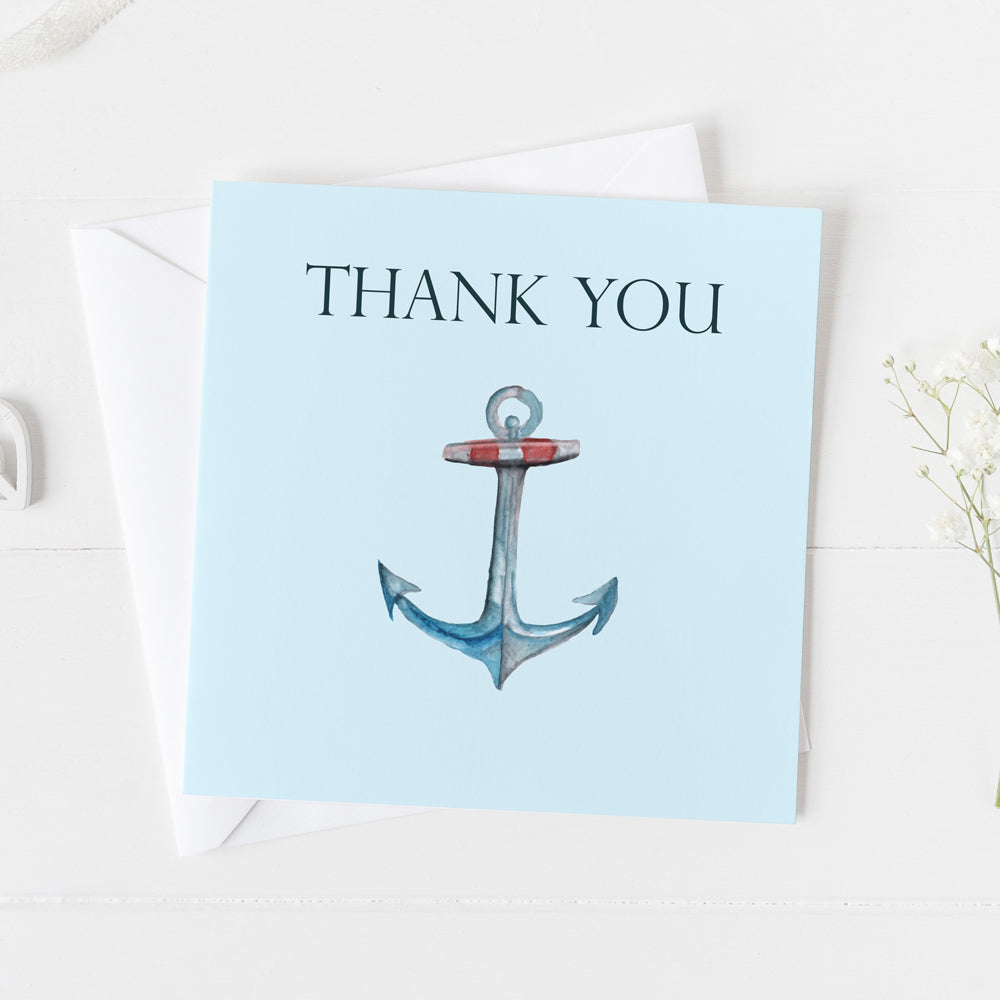 Anchor Thank You Watercolour Design Greeting Card