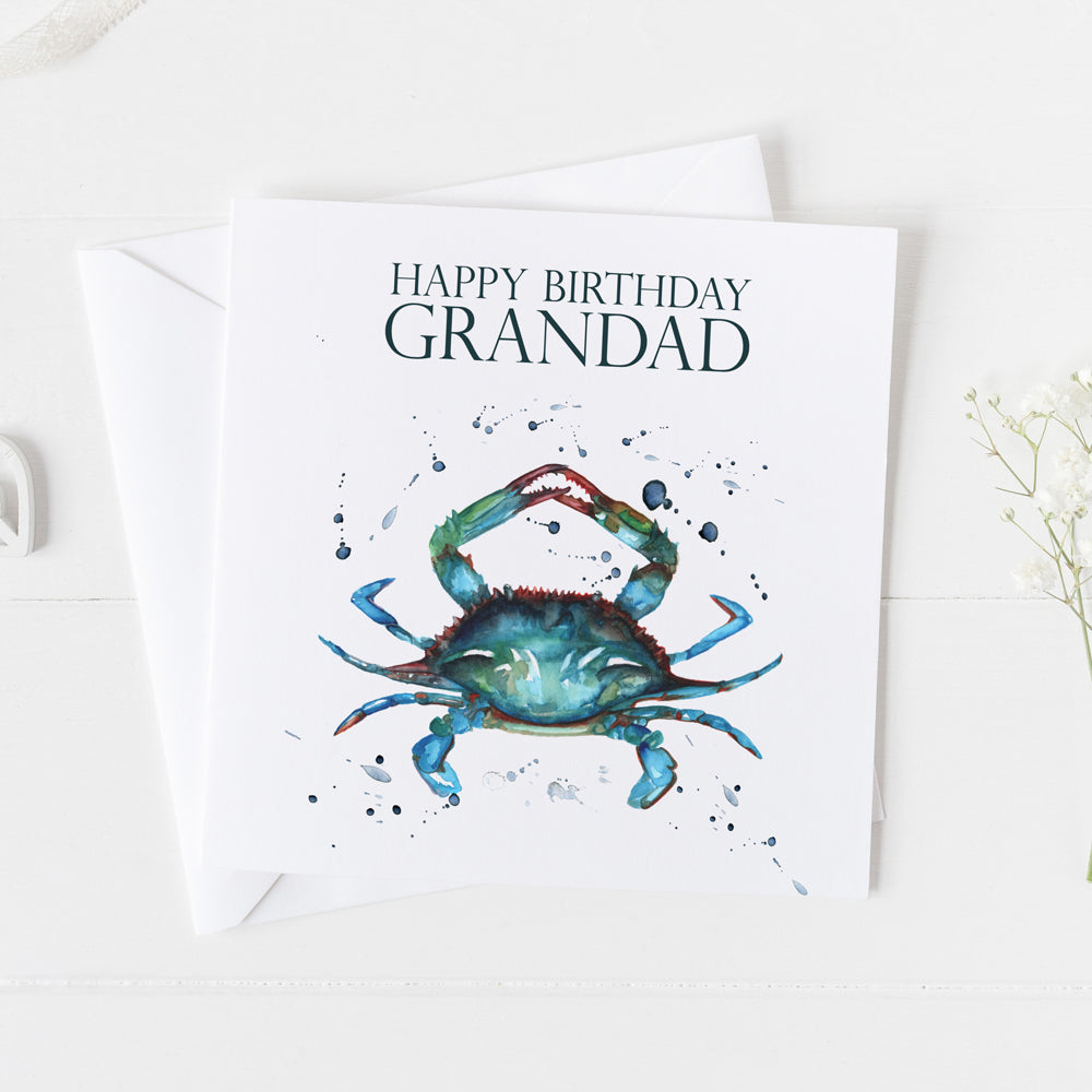 Nautical 'Happy Birthday Grandad' Watercolour Design Greeting Card