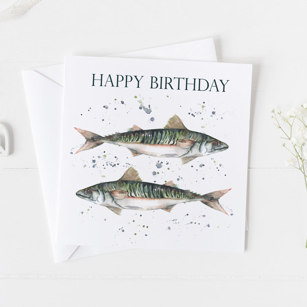 Nautical 'Happy Birthday' Watercolour Design Greeting Card