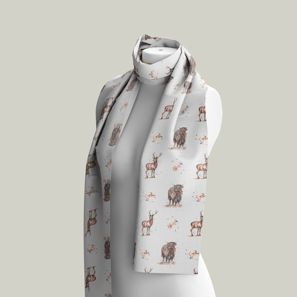 Scarf - Stag & Highland Cow Design