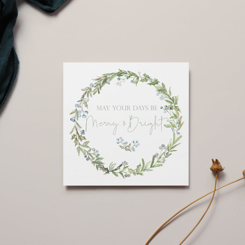 MERRY BRIGHT Festive Christmas Card