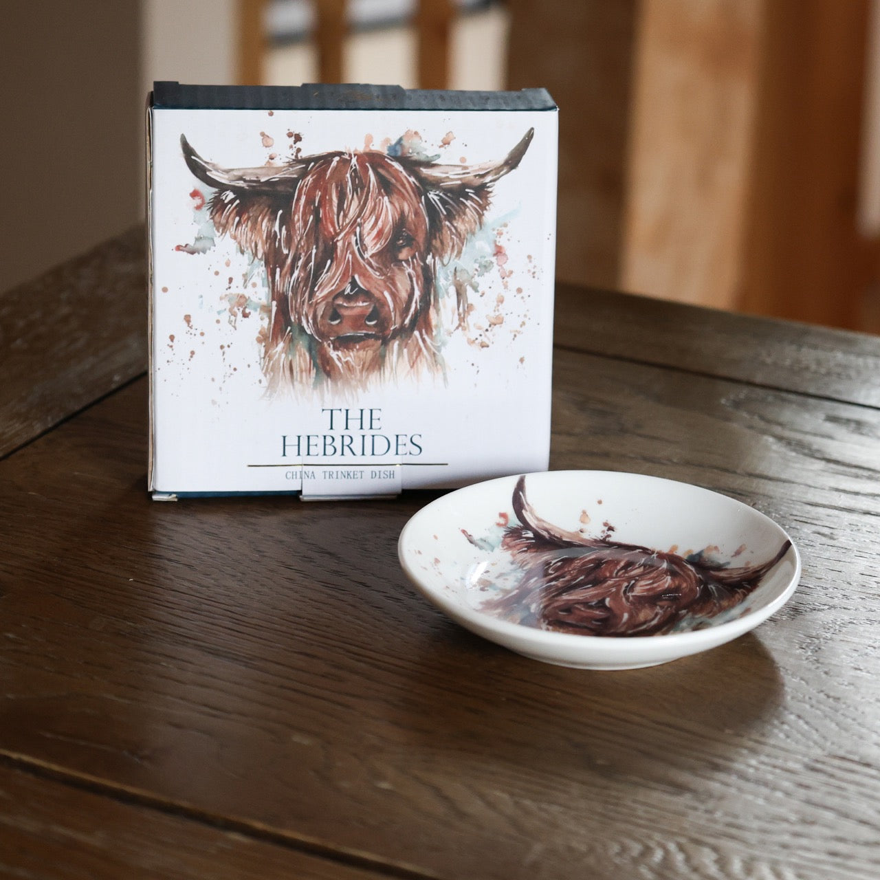 The Hebrides – Highland Cow Design New Bone China Trinket Dish