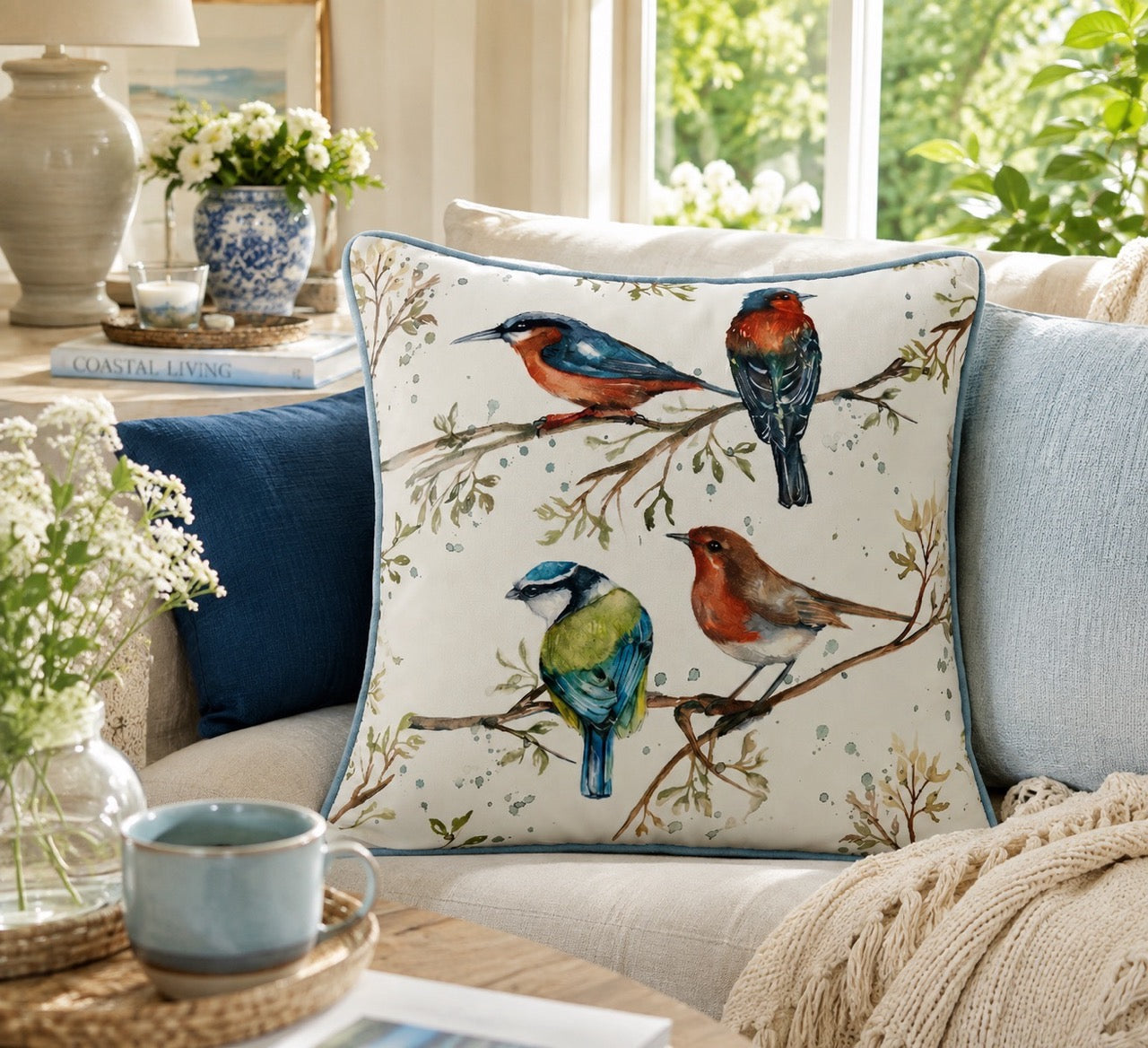 The Lookout – British Birds Luxury Cushion