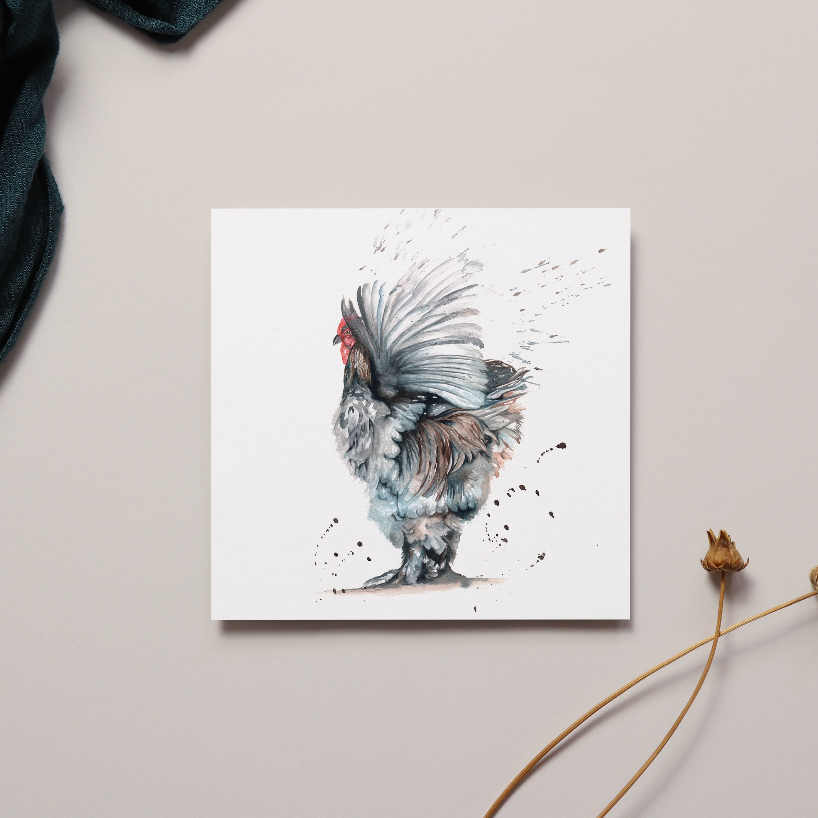 Chicken Watercolour Design Card