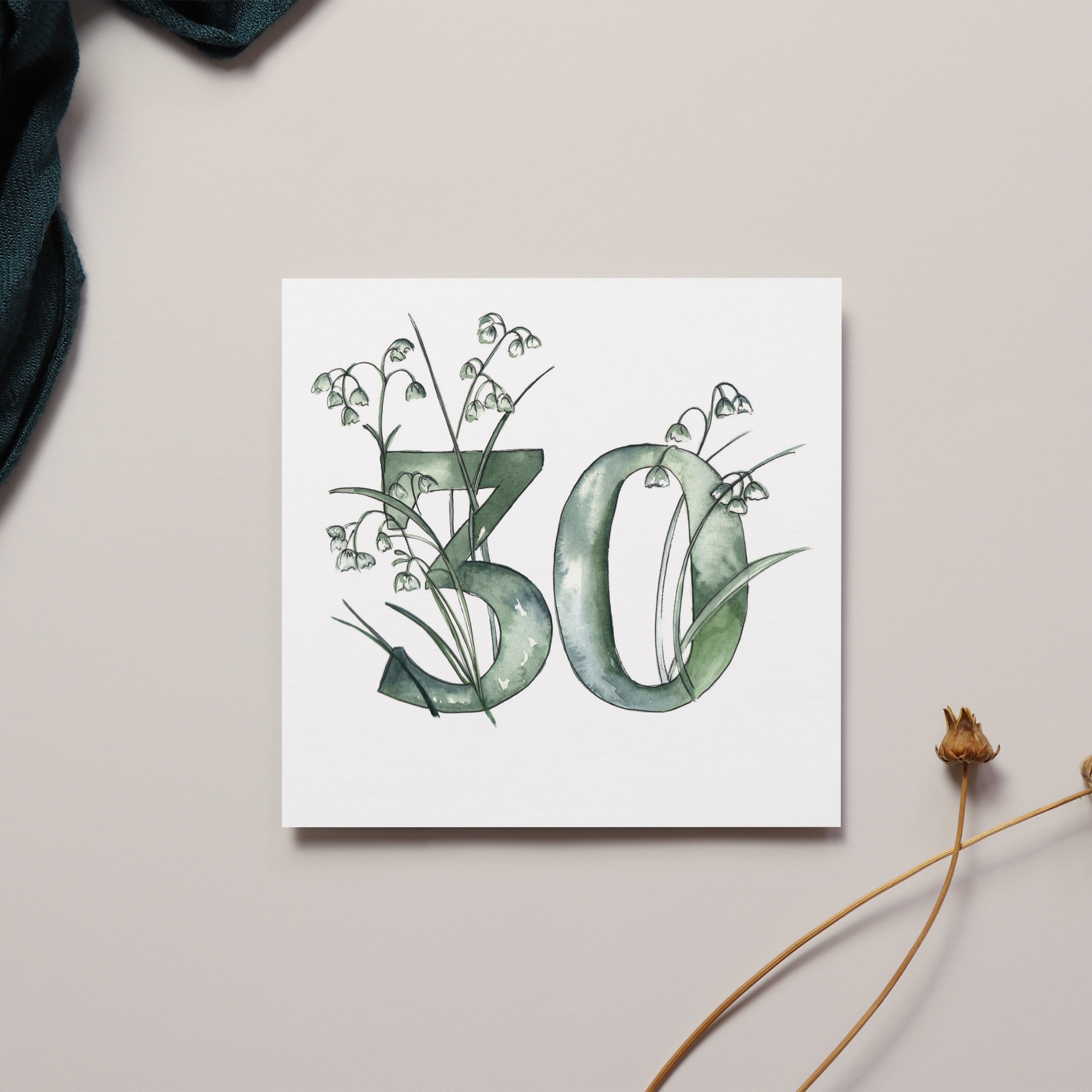 Floral Watercolour 30th Birthday Card