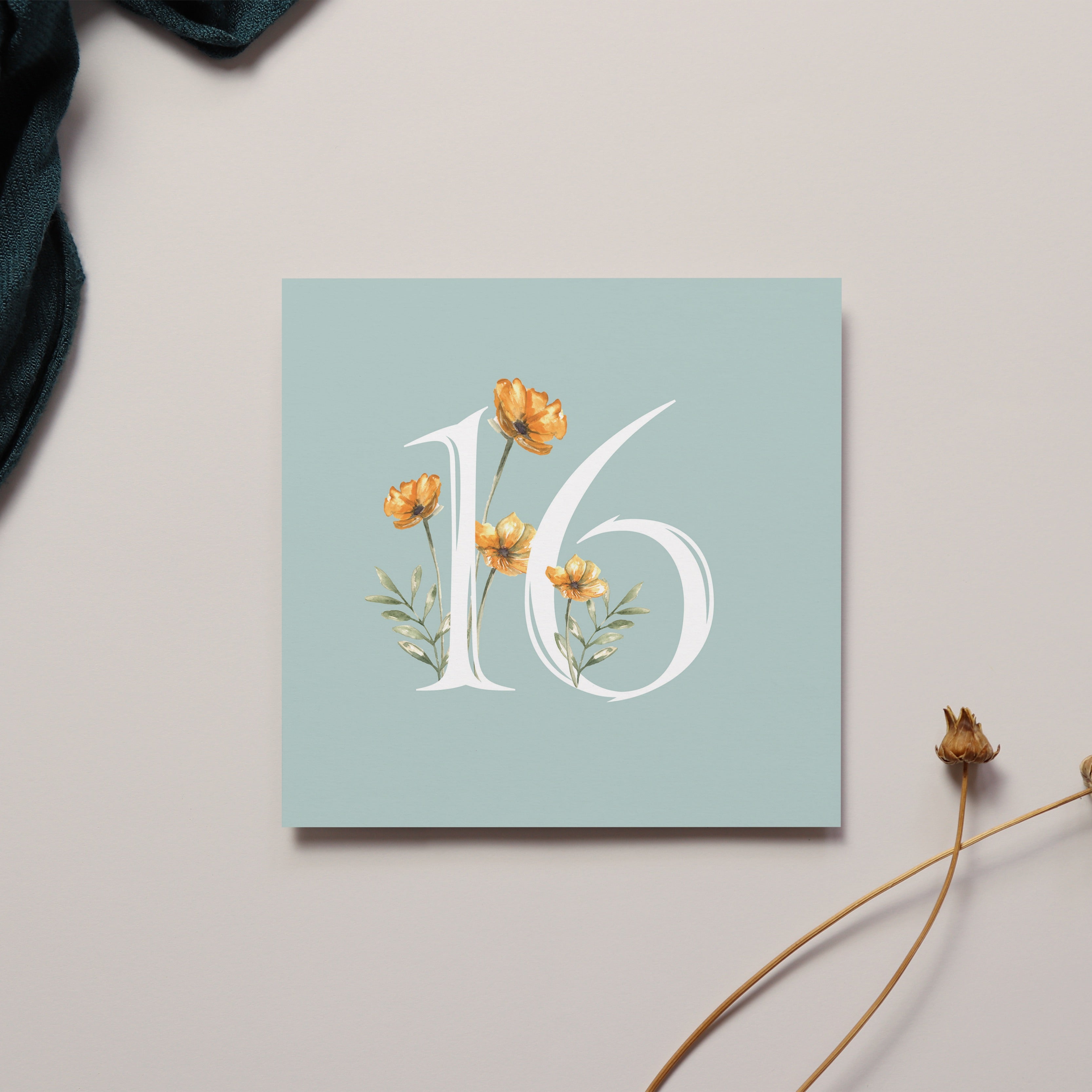 Floral 16th Birthday Card