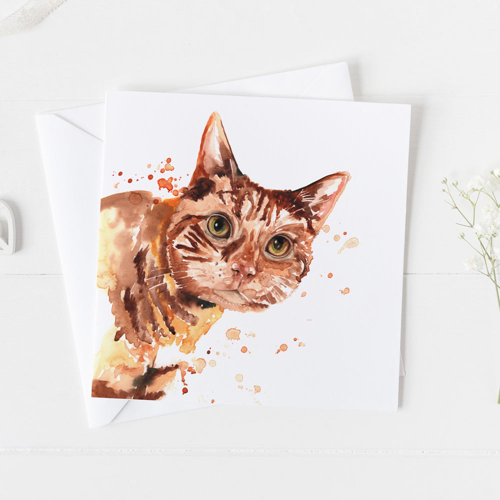 Cat Watercolour Design Greeting Card