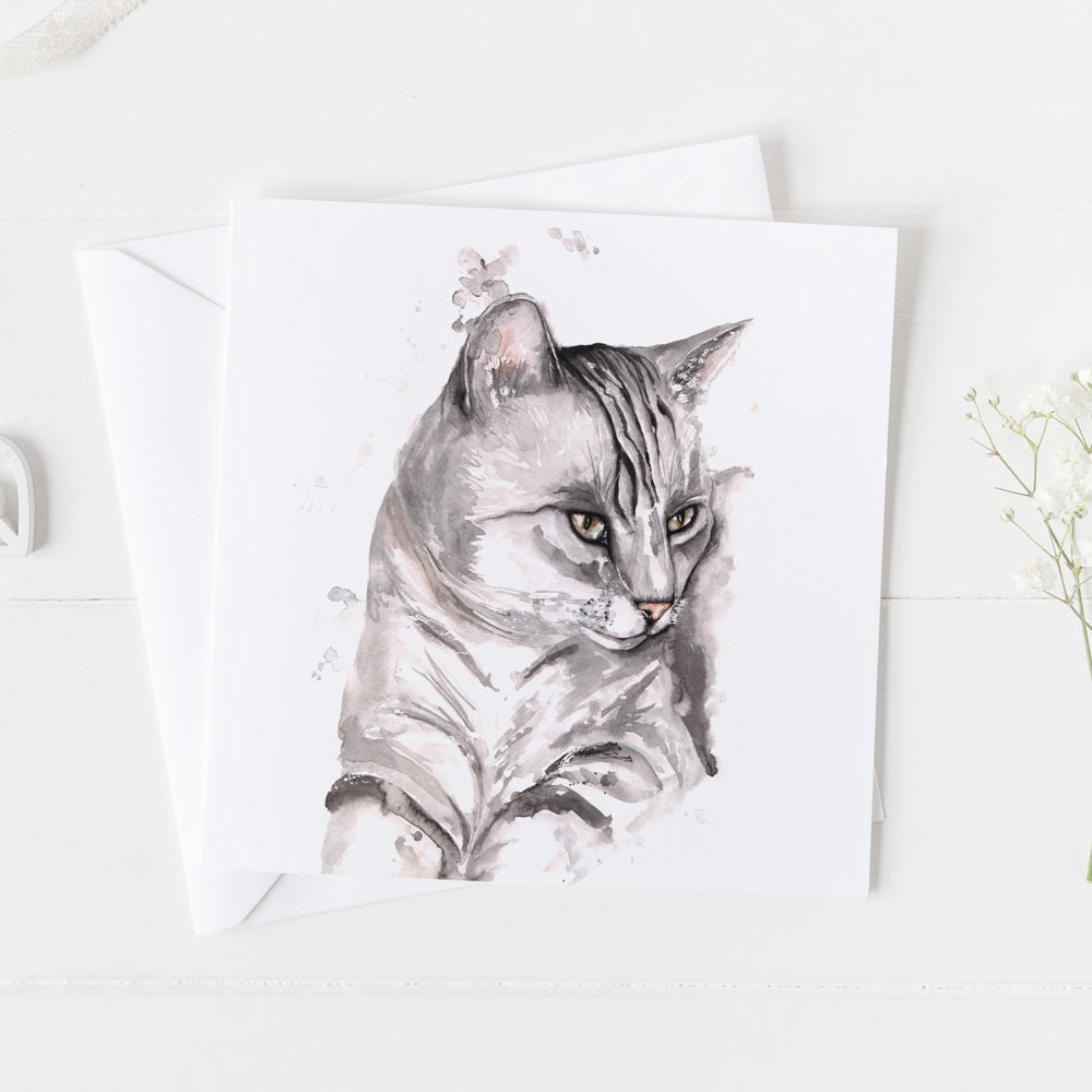 Cat Watercolour Design Greeting Card