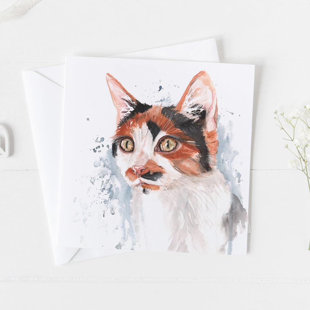 Cat Watercolour Design Greeting Card