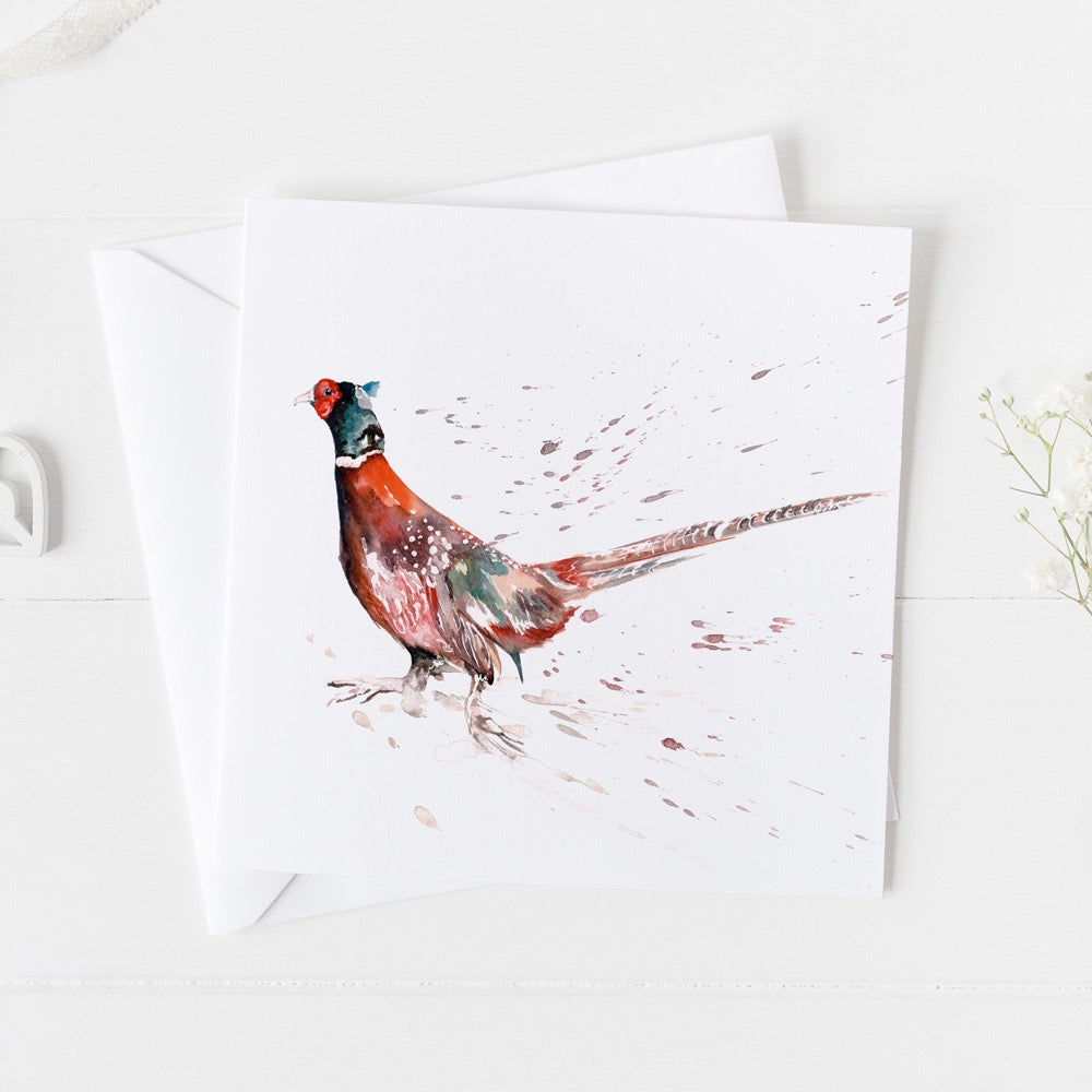 Pheasant Watercolour Design Greeting Card