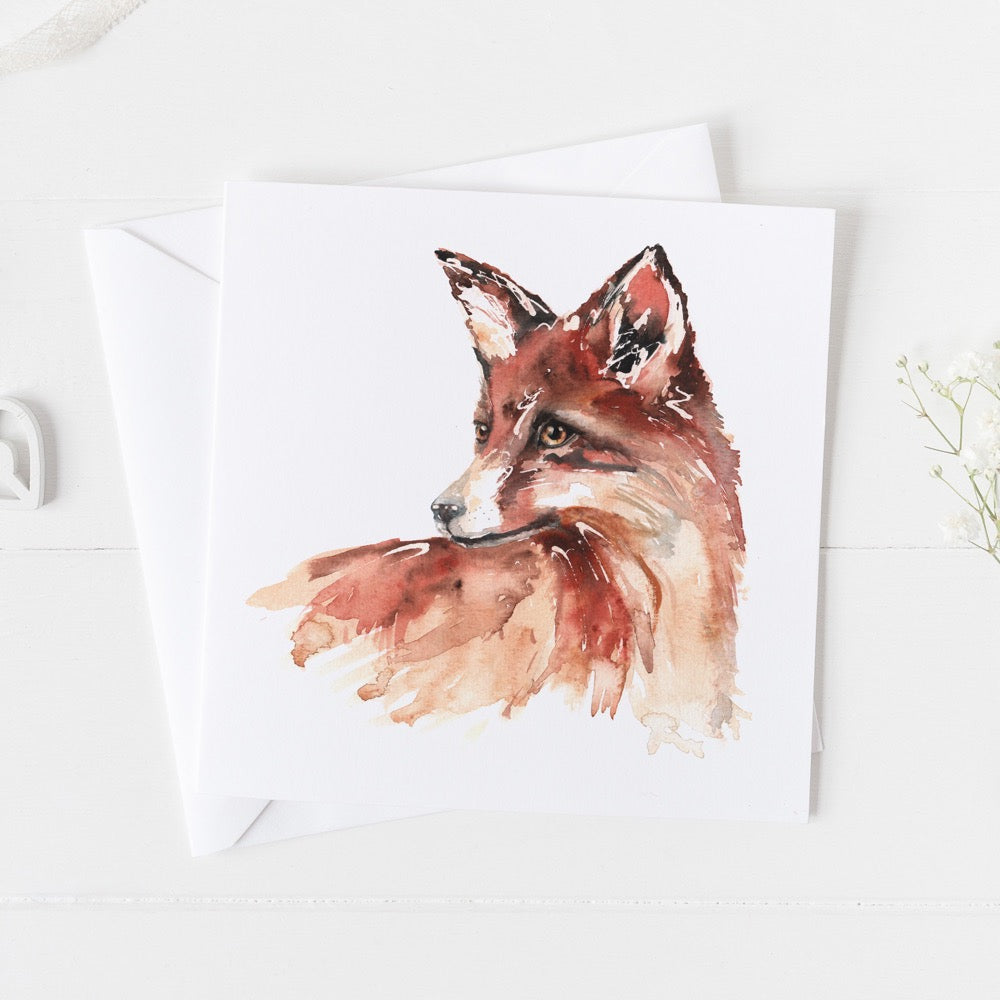 Fox Watercolour Design Greeting Card