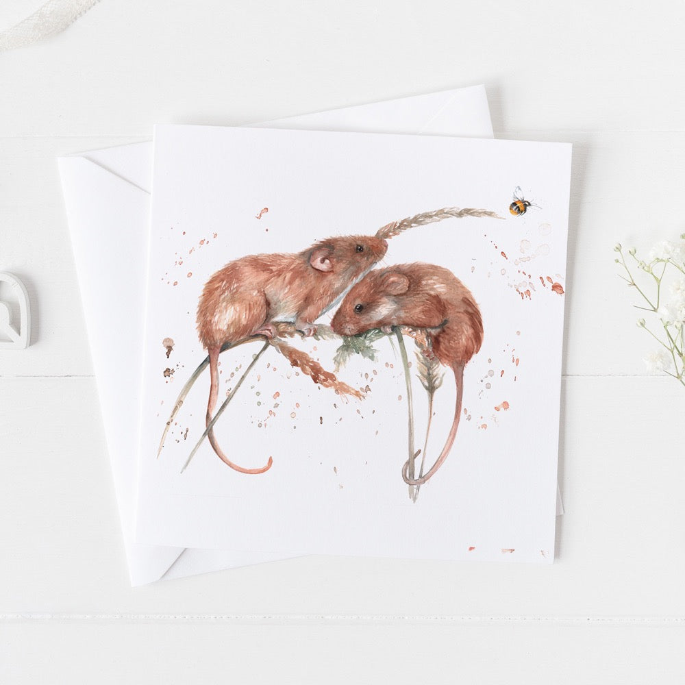 Field Mice Watercolour Design Greeting Card