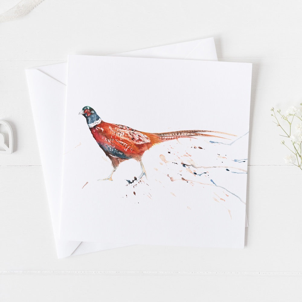 Pheasant Watercolour Design Greeting Card