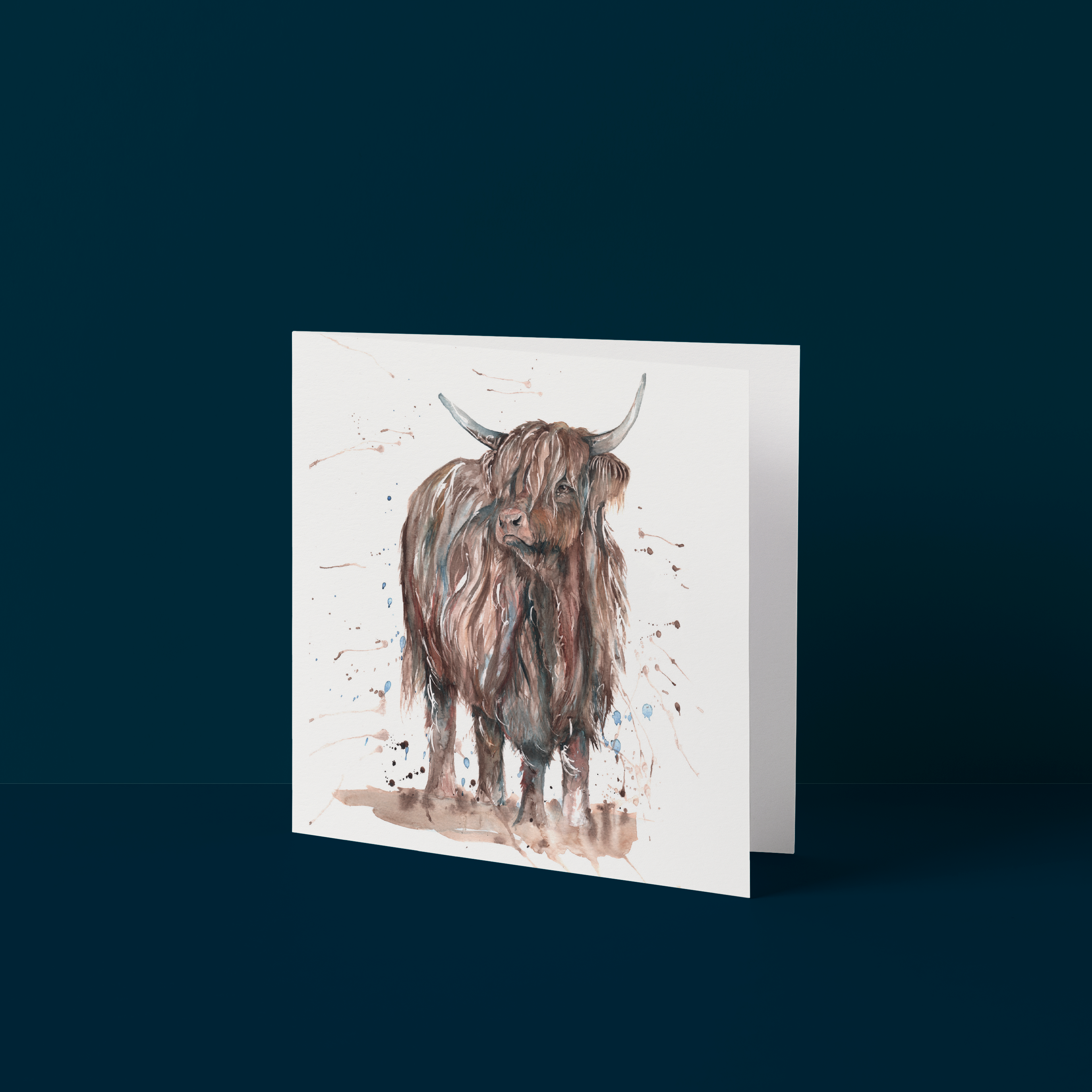 Highland Cow Watercolour Card