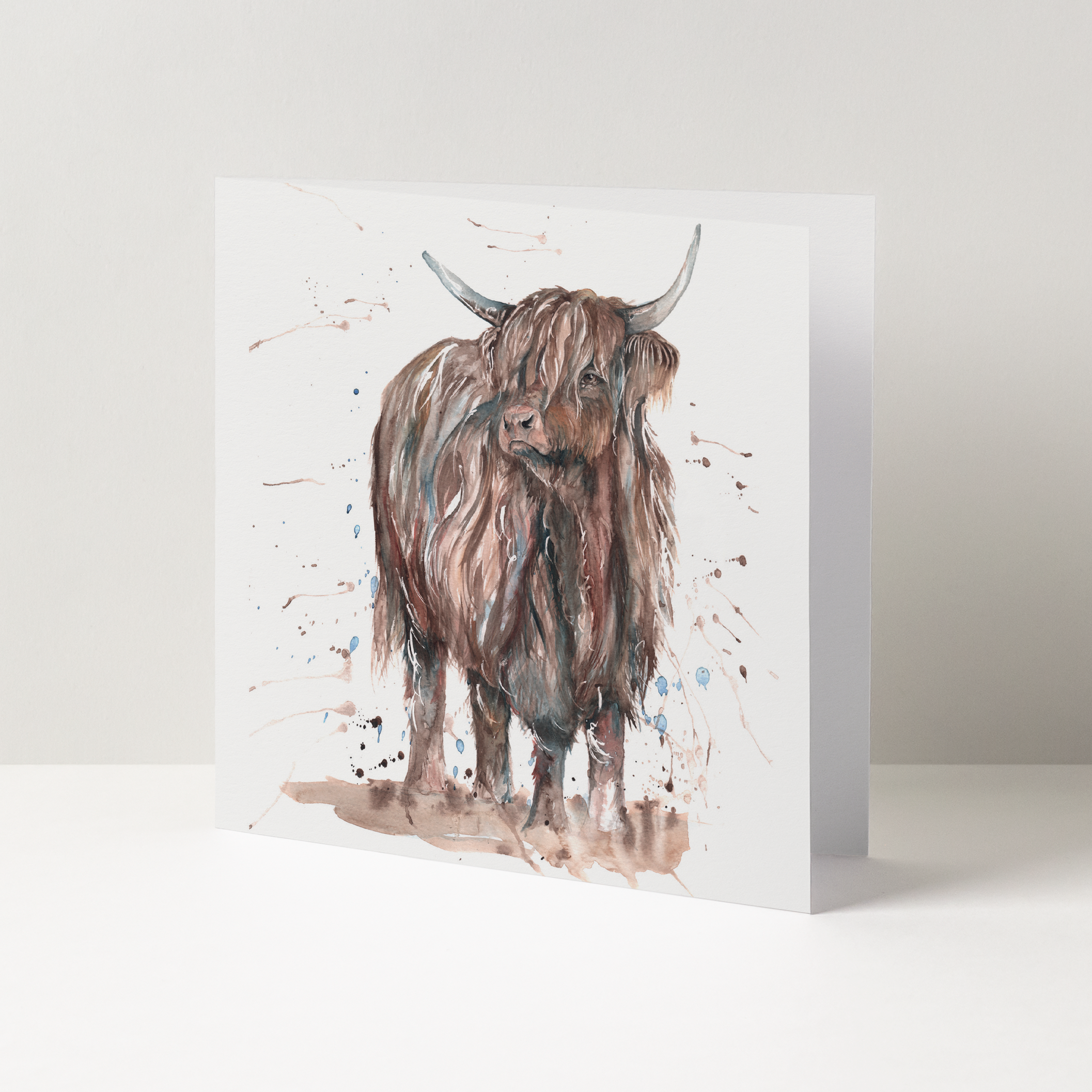 Highland Cow Watercolour Design Greeting Card