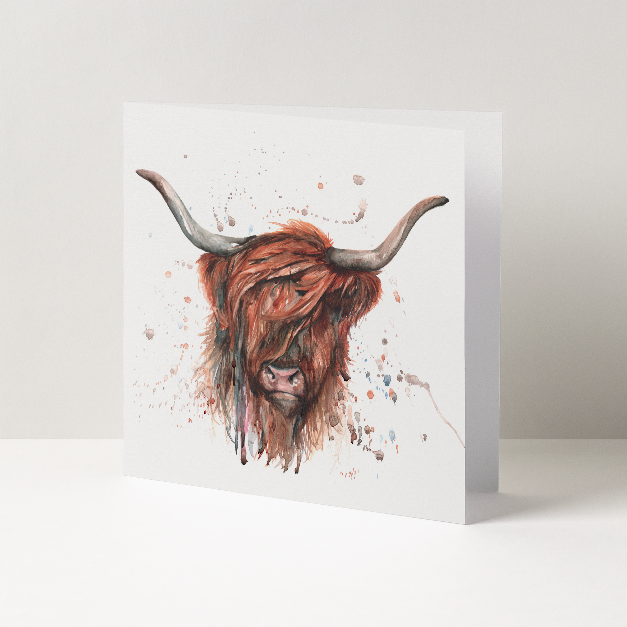 Highland Cow Watercolour Design Greeting Card