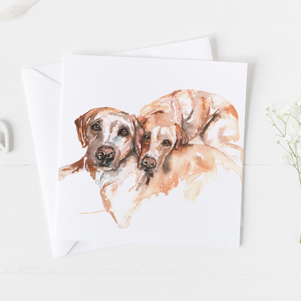 Labradors Watercolour Design Greeting Card