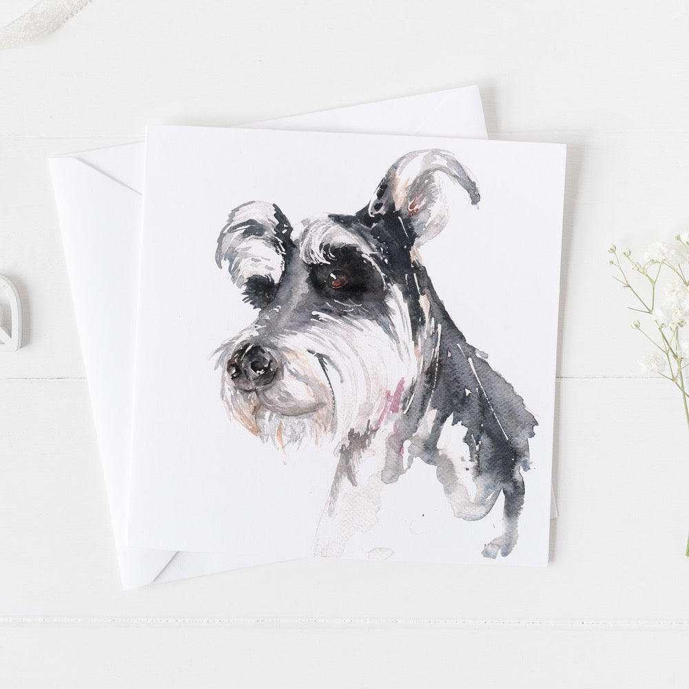 Schnauzer Watercolour Design Greeting Card