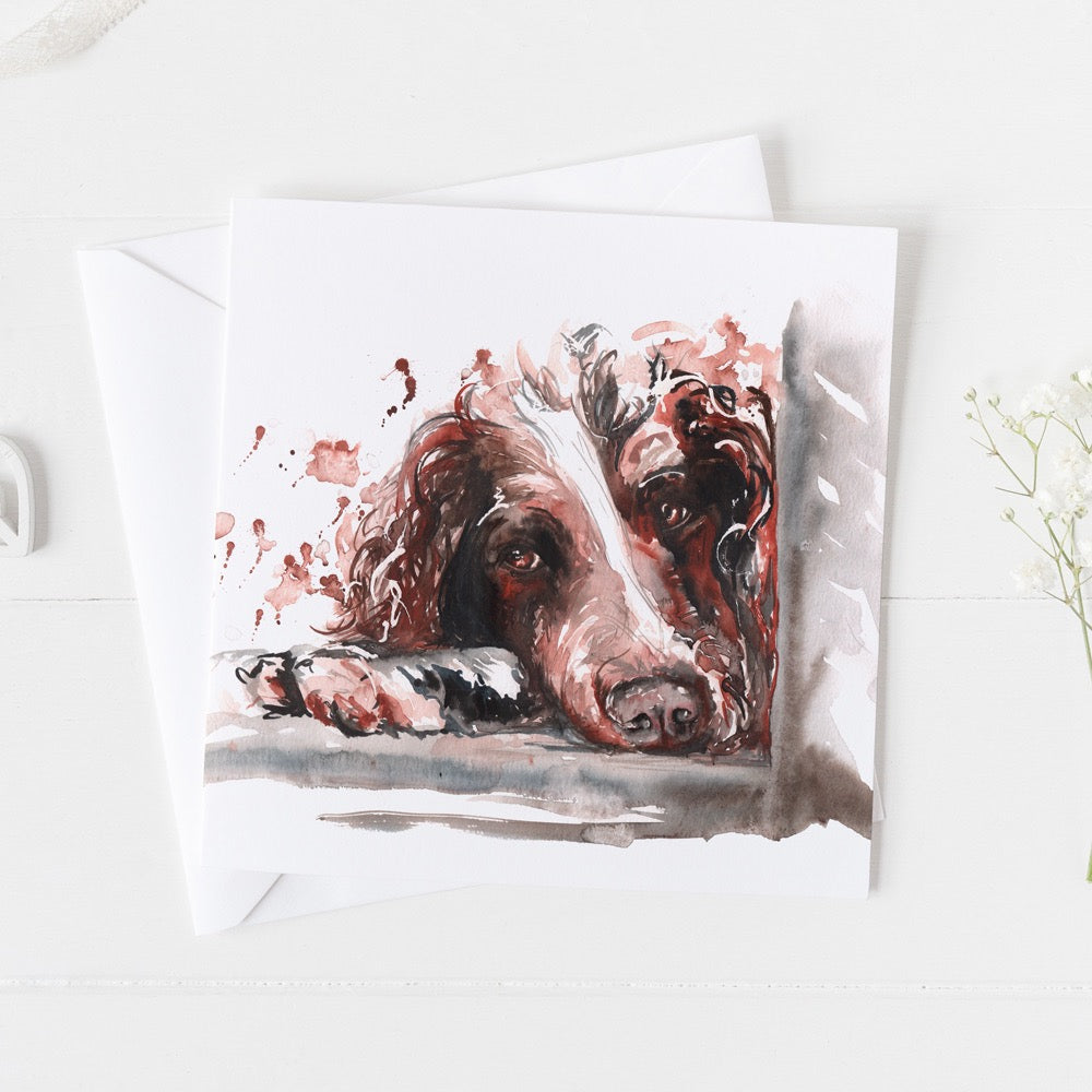 Springer Spaniel Watercolour Design Greeting Card