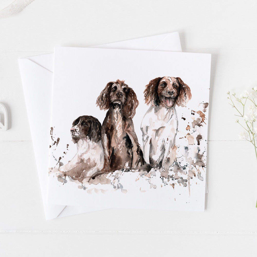 Springer Spaniel Watercolour Design Greeting Card