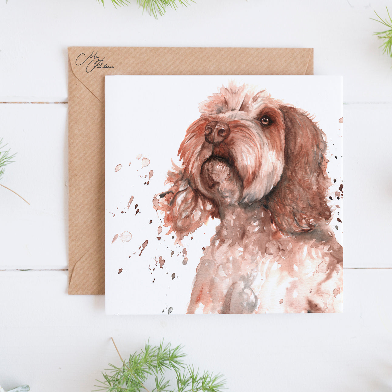 Cockapoo Dog Watercolour Design Card
