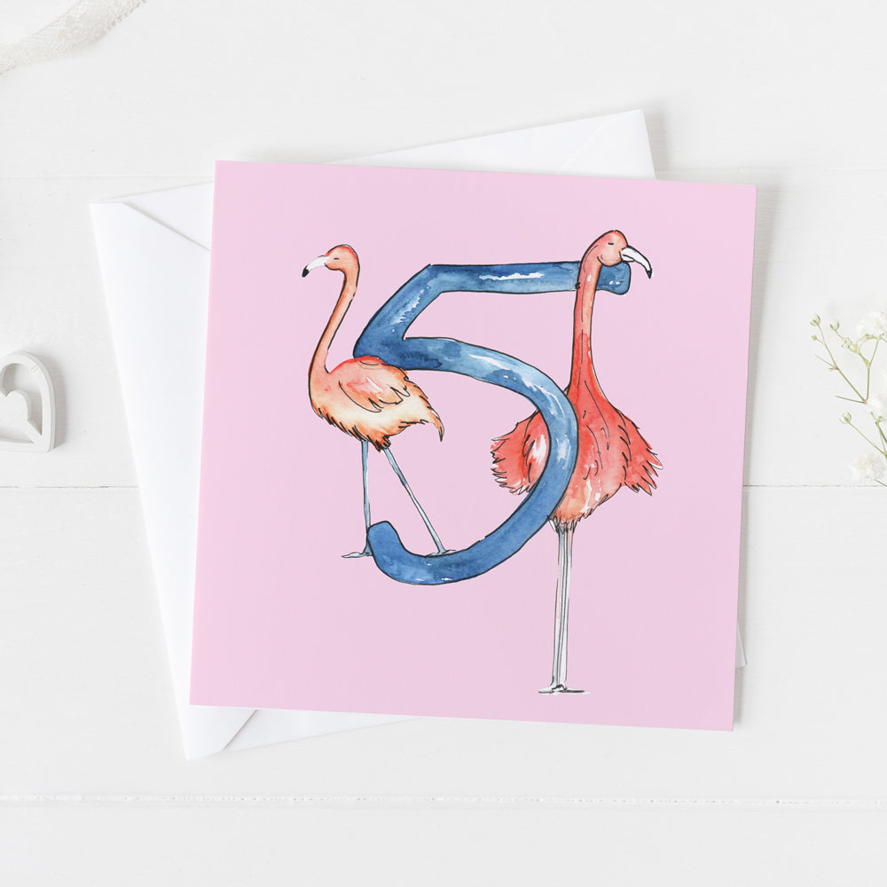 5th Birthday Flamingo Card