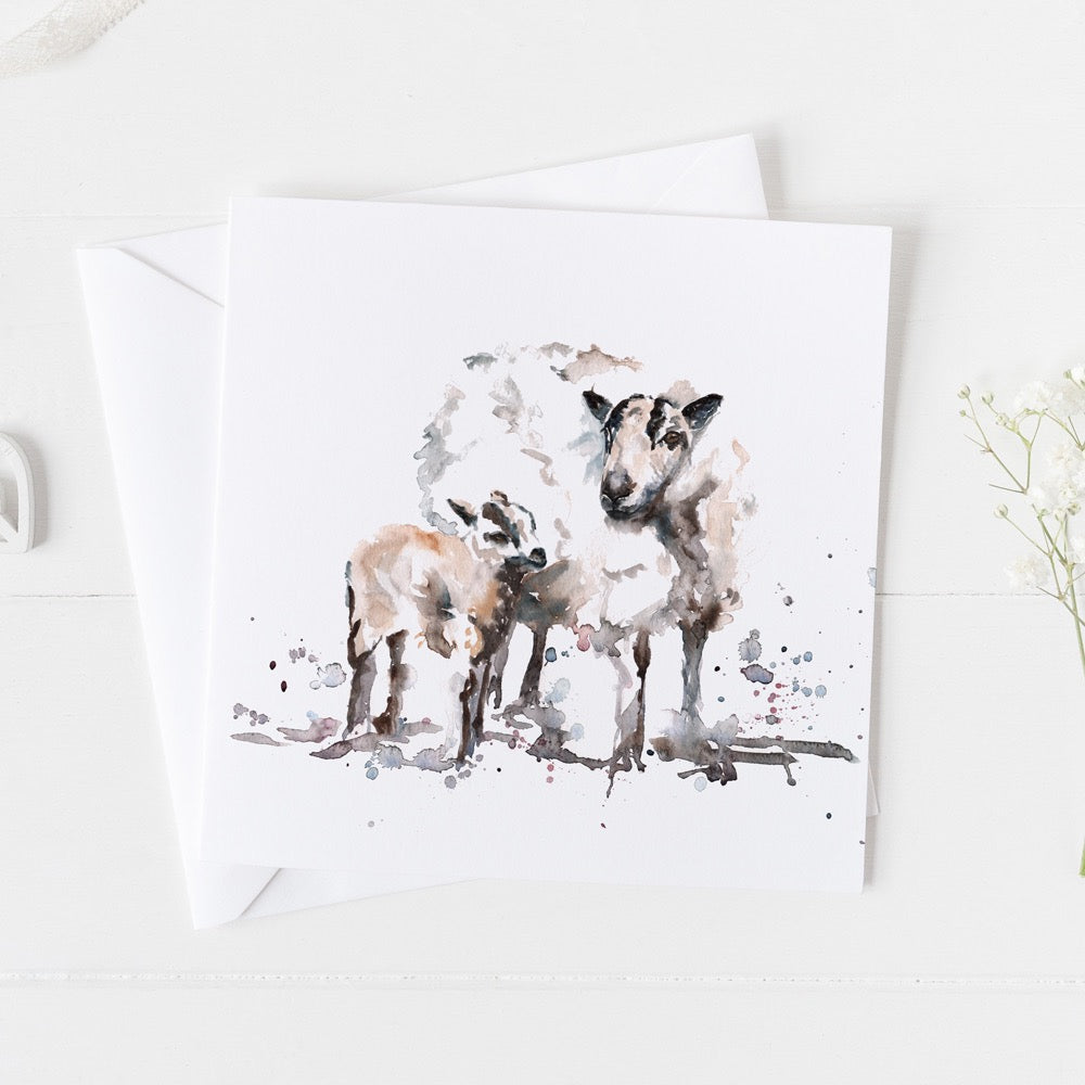 Badger Sheep Watercolour Design Greeting Card