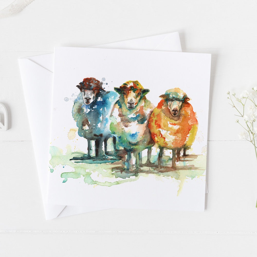 Sheep Watercolour Design Greeting Card