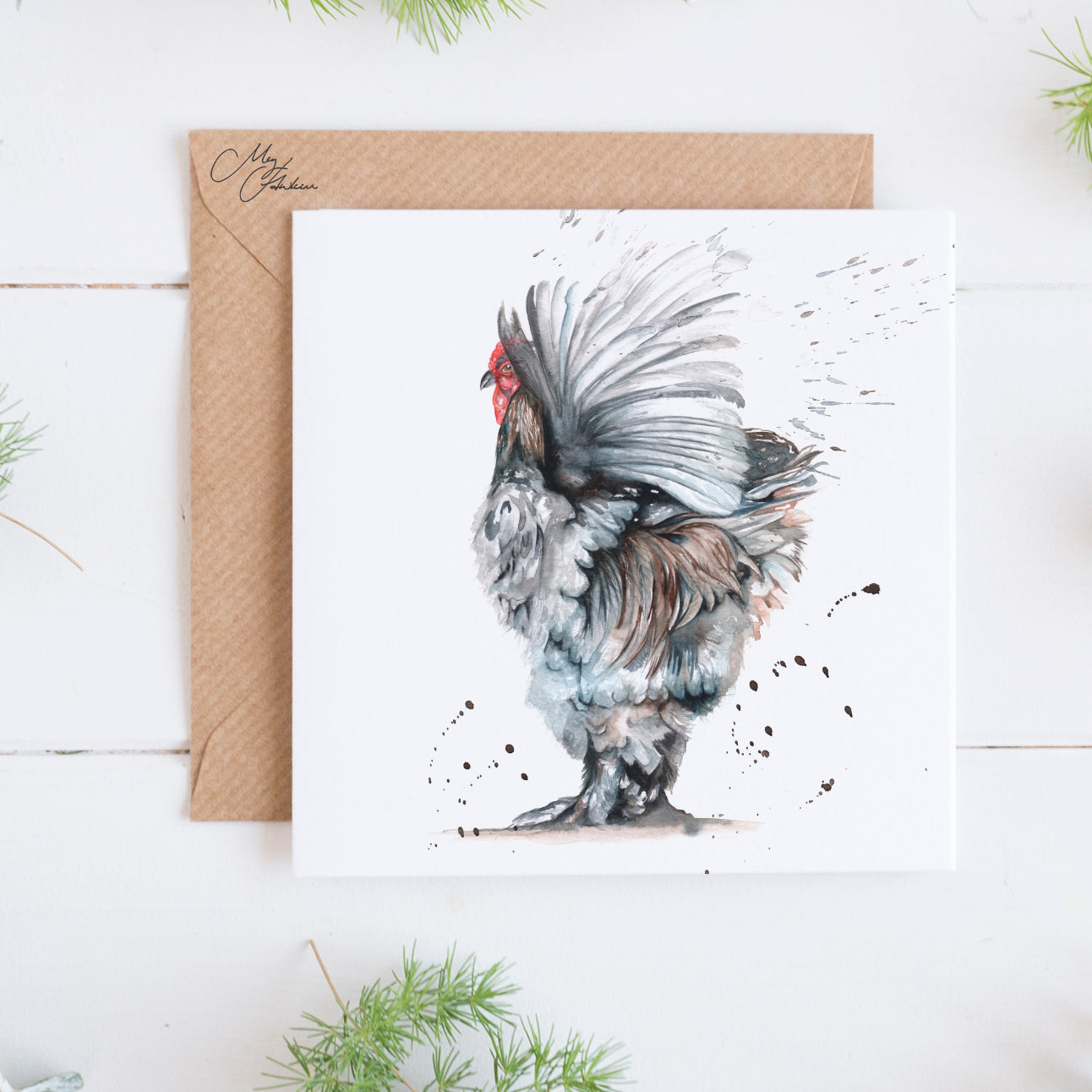 Chicken Watercolour Design Card