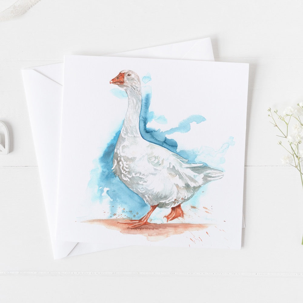 Goose Watercolour Design Greeting Card