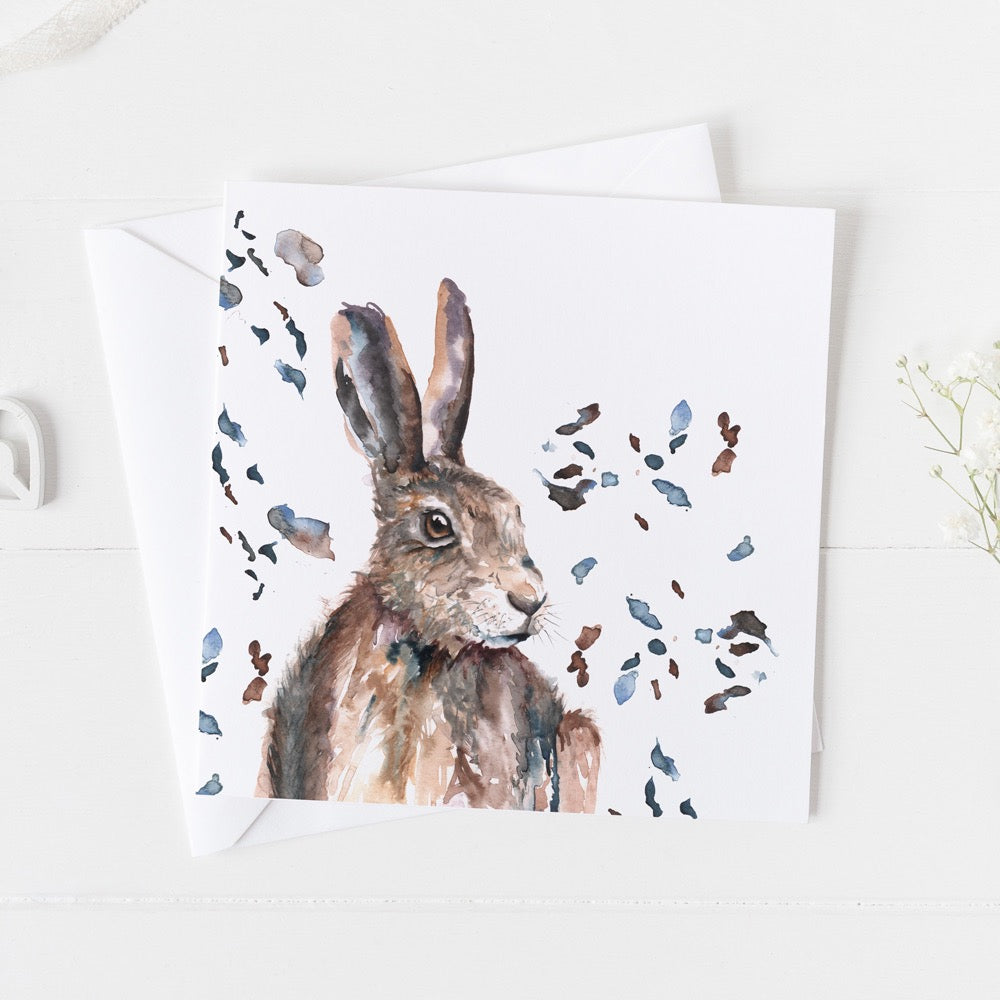 Hare Watercolour Design Greeting Card