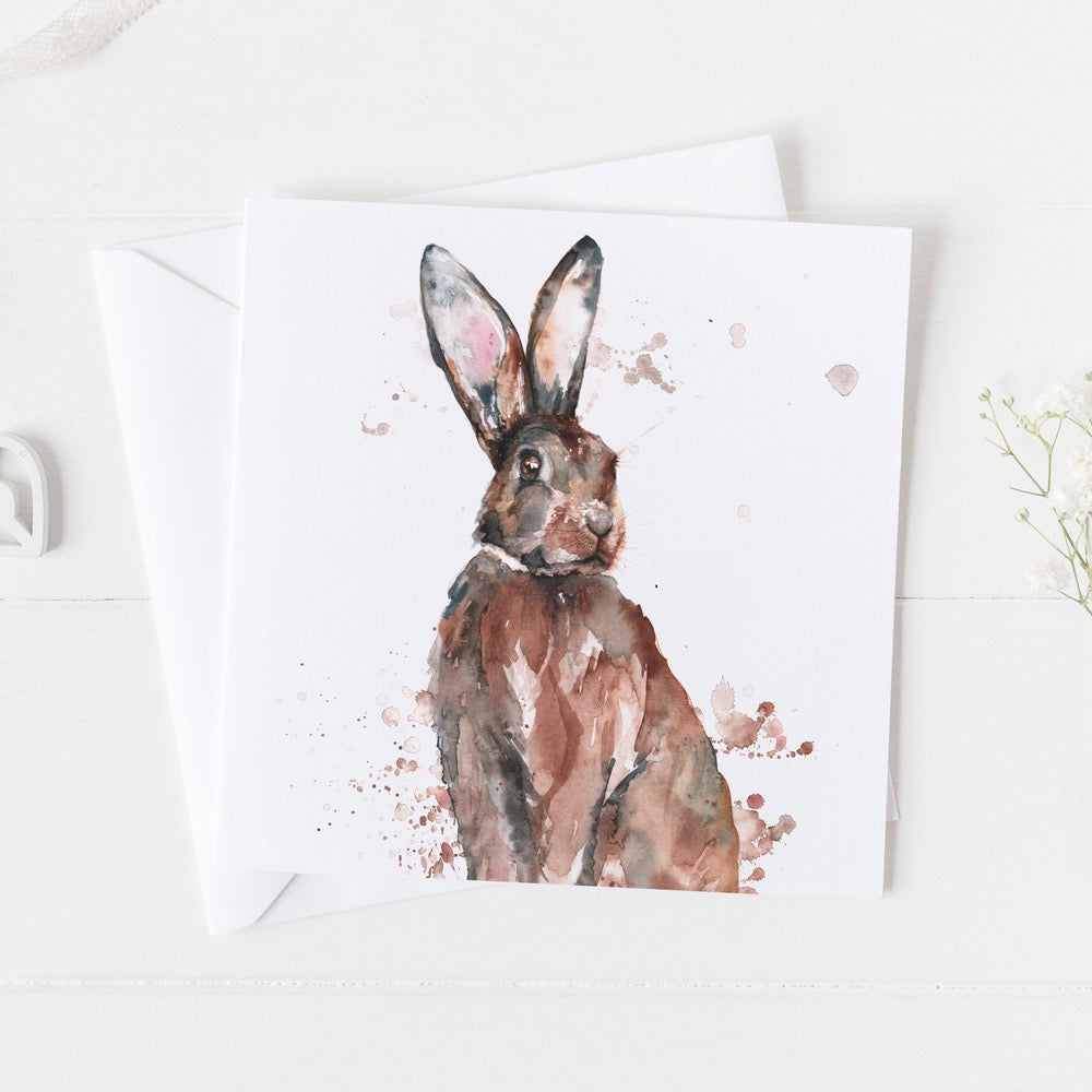 Hare Watercolour Design Greeting Card