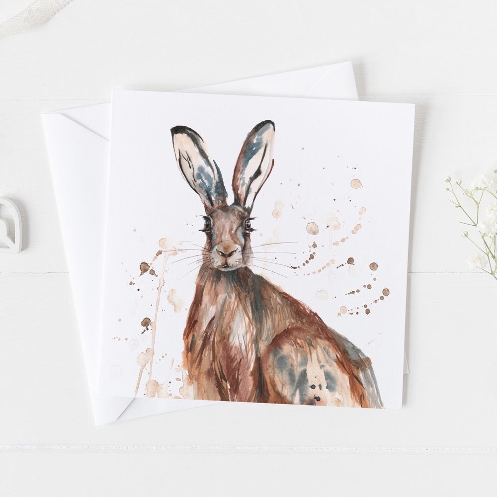 Hare Watercolour Design Greeting Card