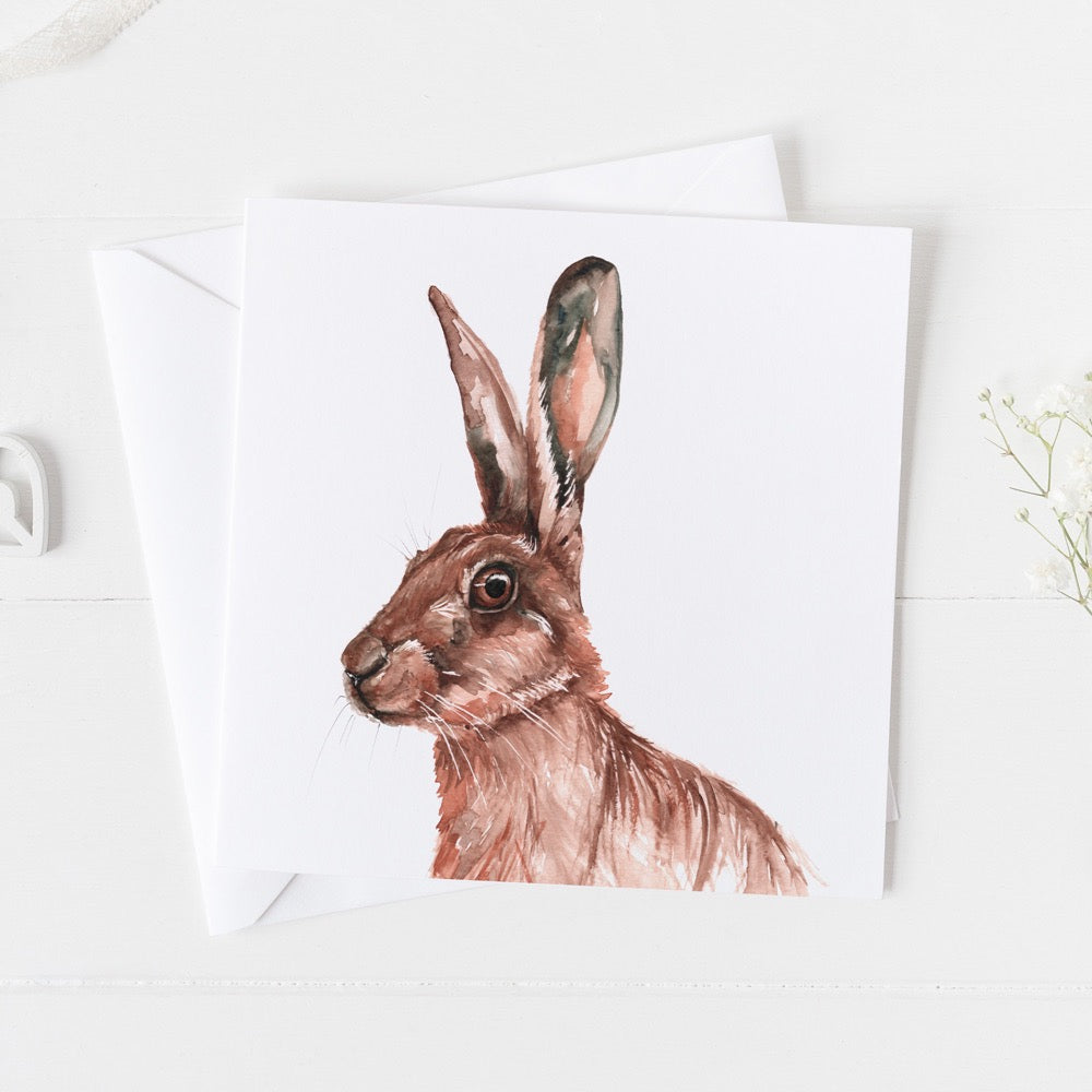 Hare Watercolour Design Greeting Card