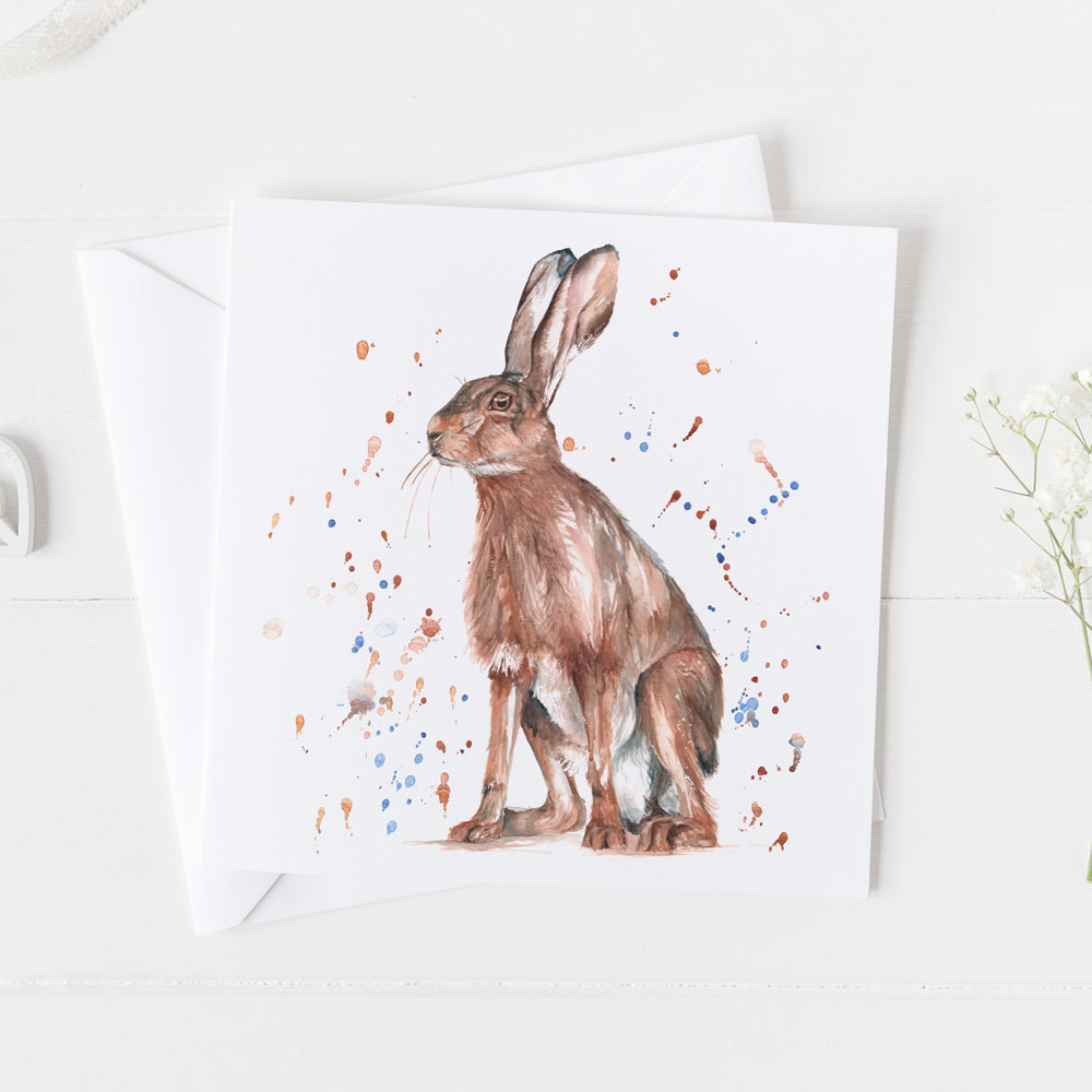 Hare Watercolour Design Greeting Card
